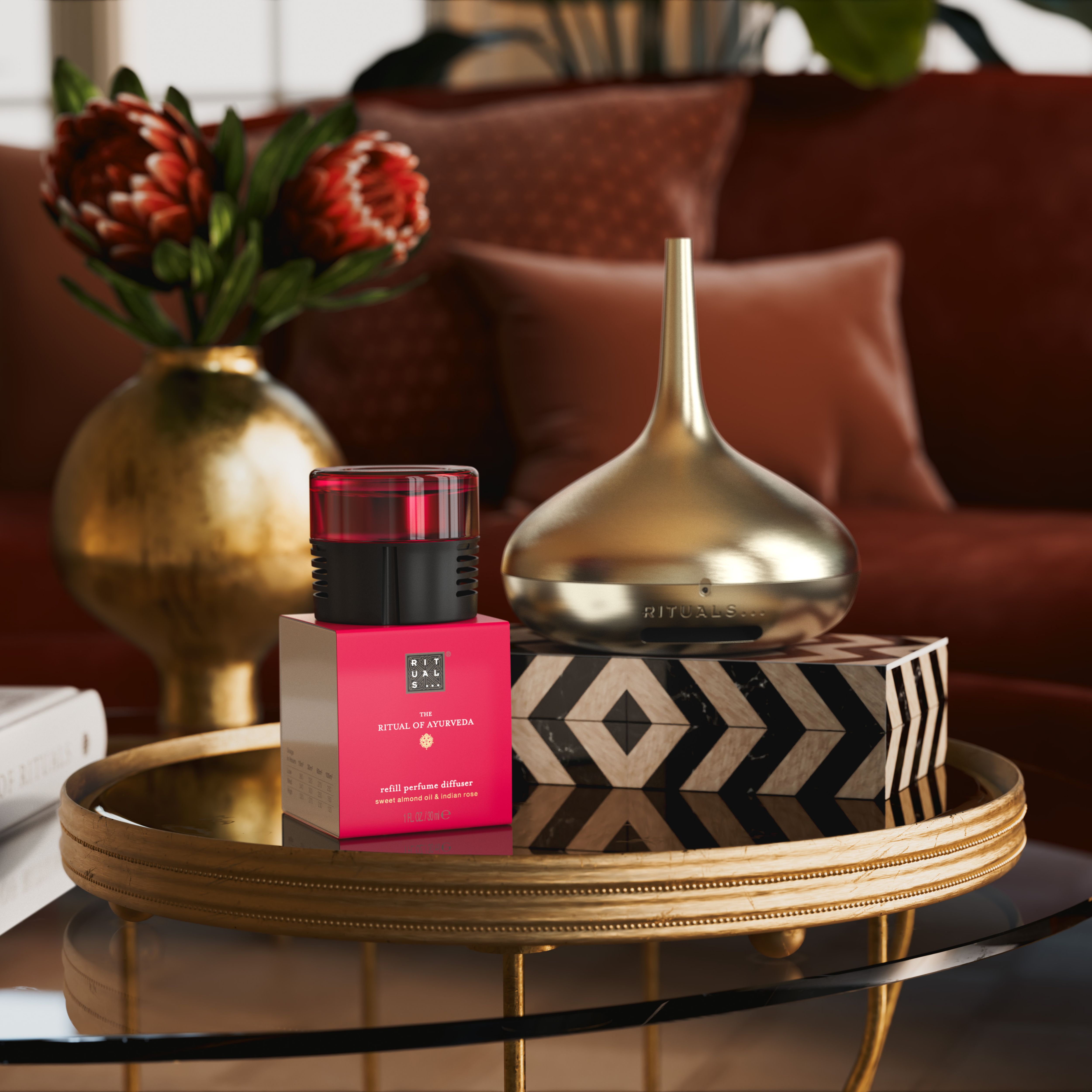 The Ritual of Ayurveda Refill Perfume Diffuser 30ml Lifestyle with Product