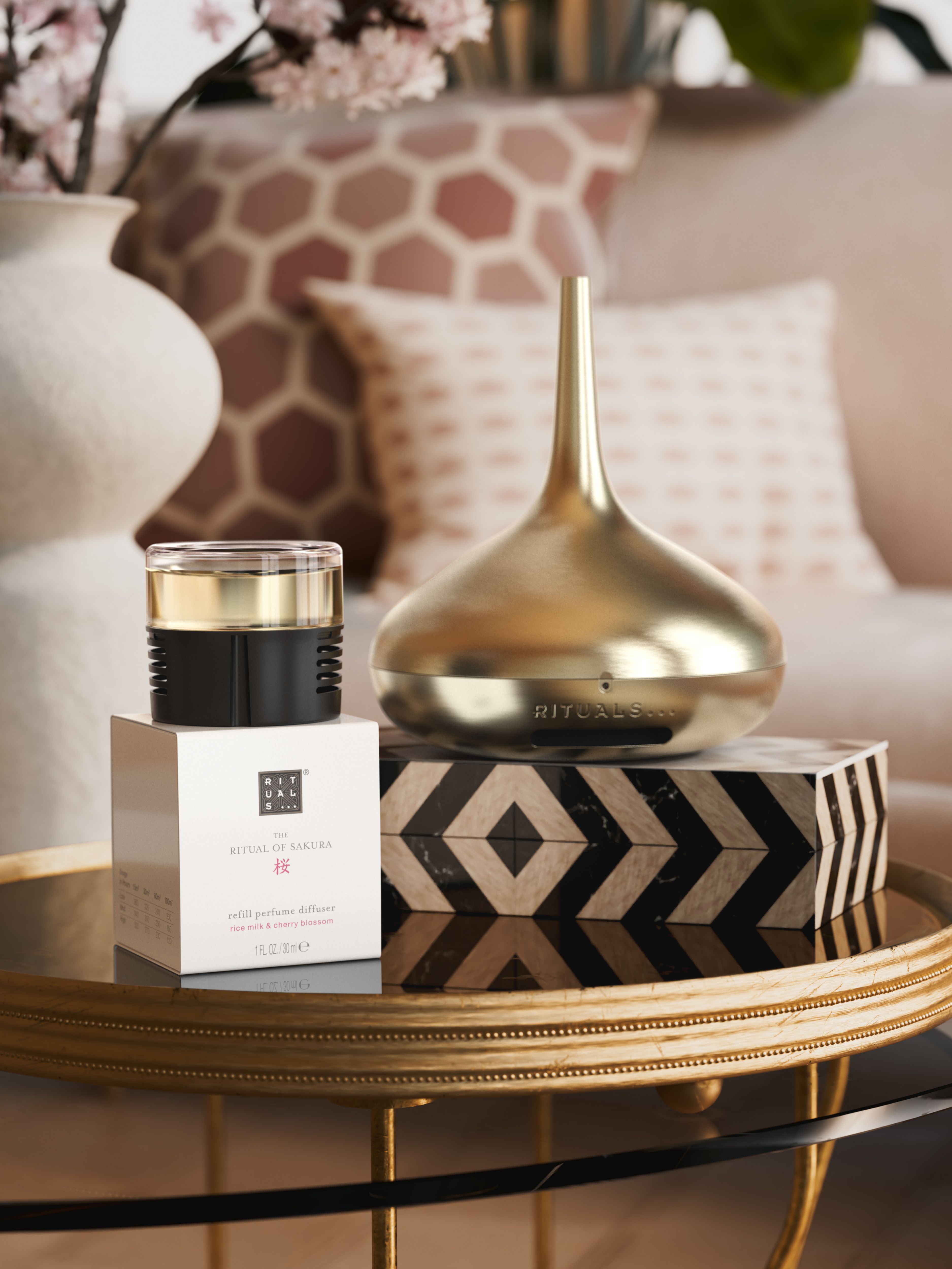 The Ritual of Sakura Refill Perfume Diffuser 30ml Lifestyle with Product