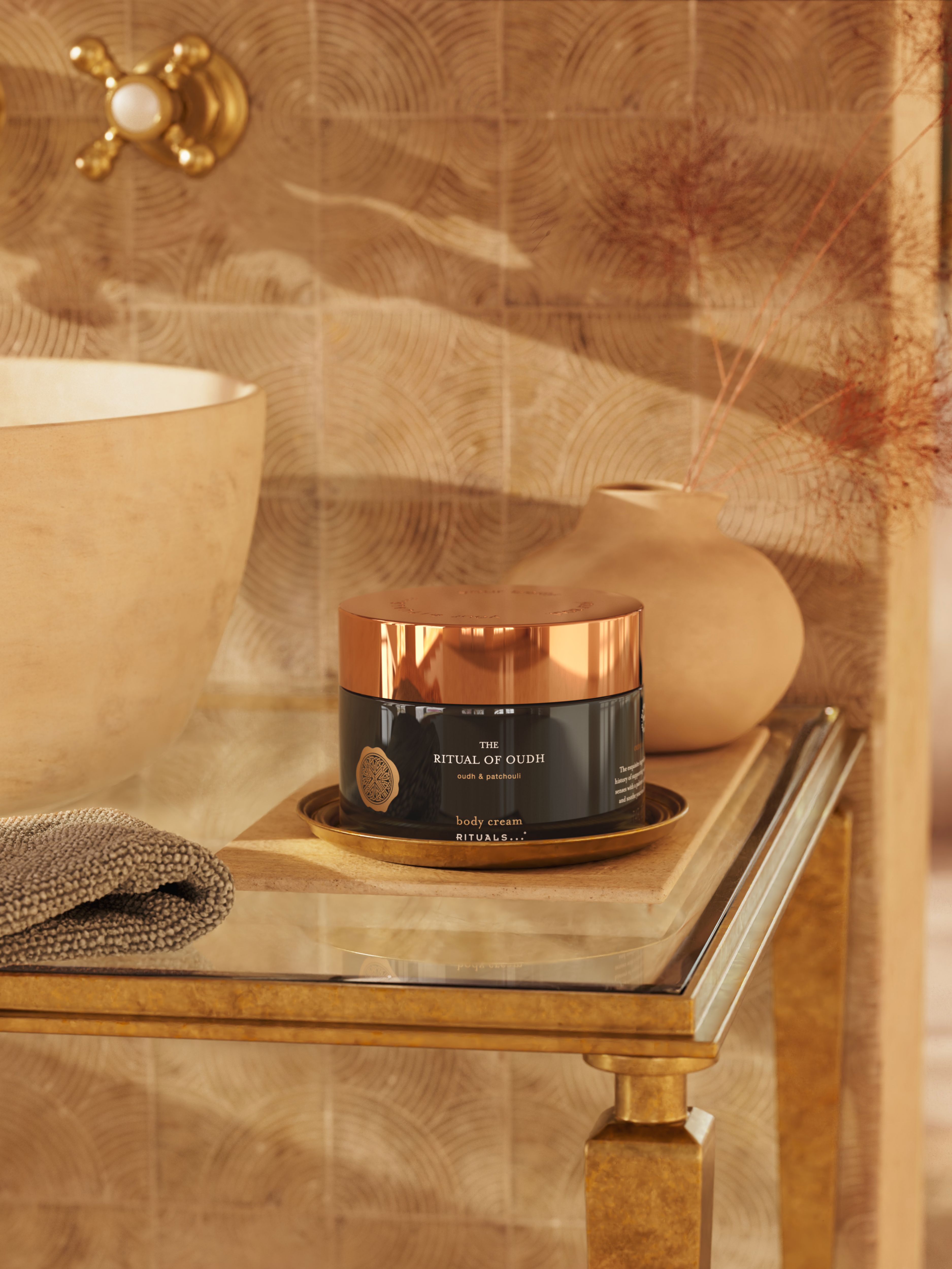 The Ritual of Oudh Body Cream Lifestyle with Product