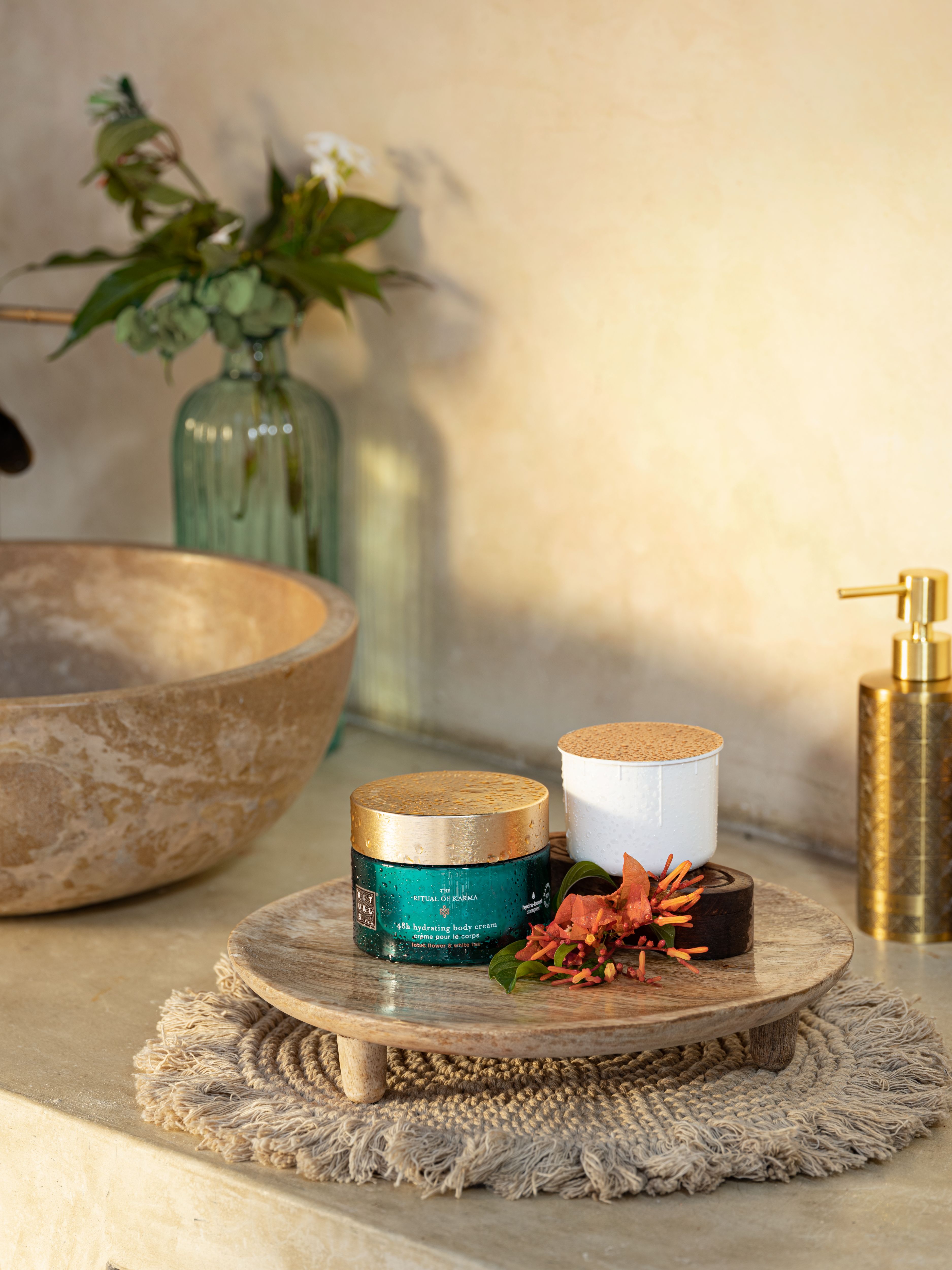 The Ritual of Karma Body Cream 220ml Lifestyle with Product