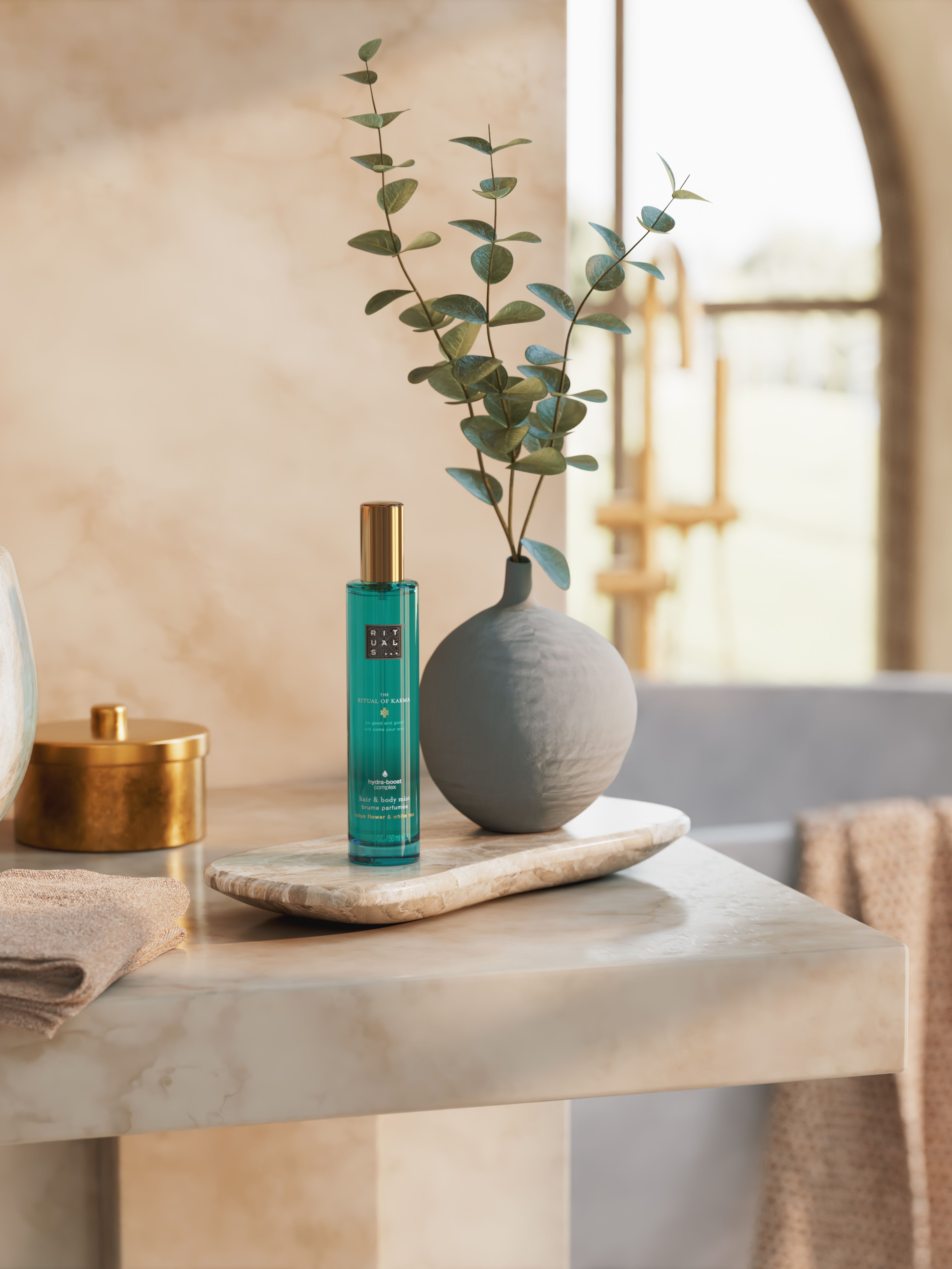 The Ritual of Karma Hair & Body Mist 50ml Lifestyle with Product