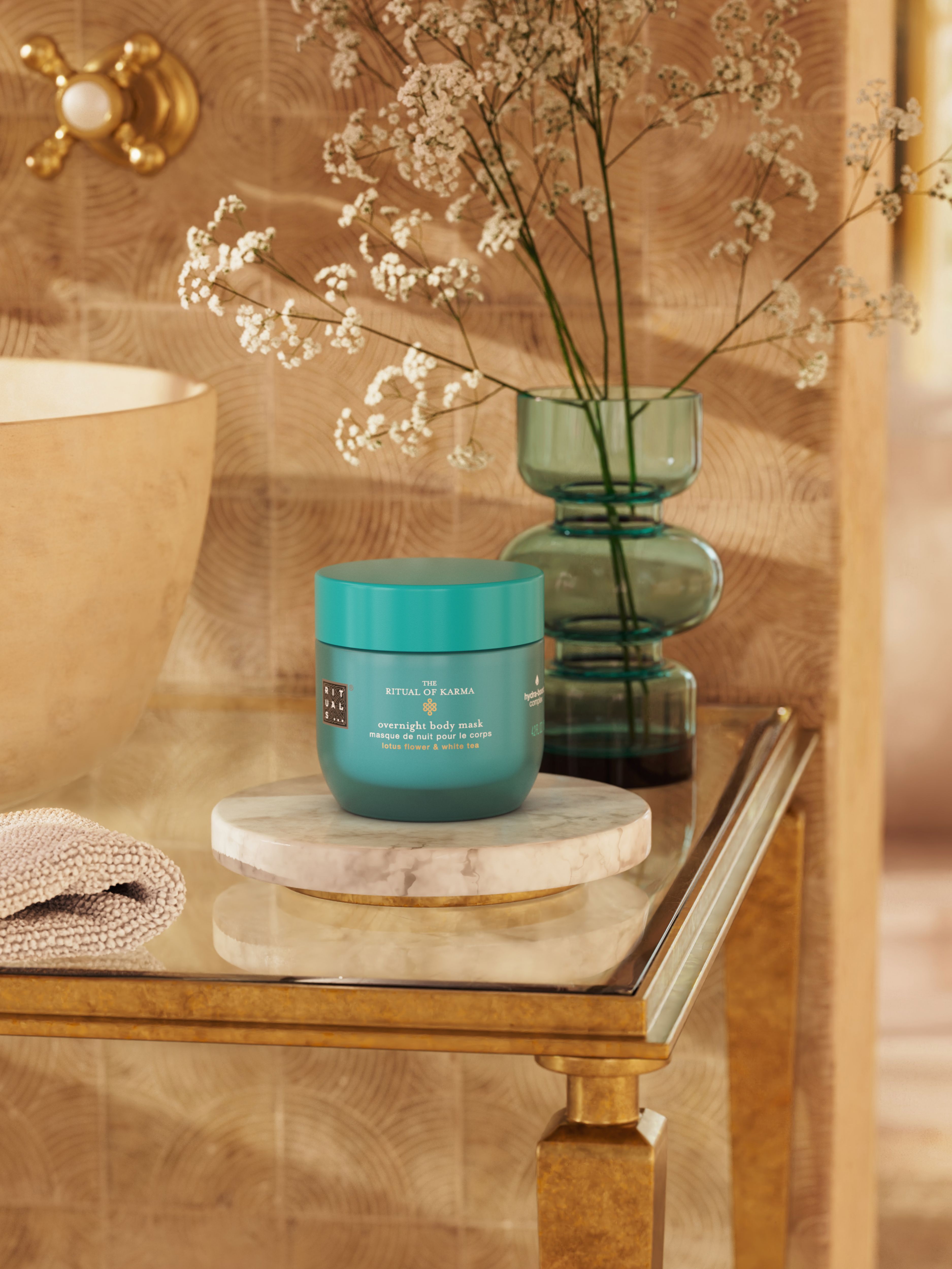 The Ritual of Karma Overnight Body Mask Lifestyle with Product