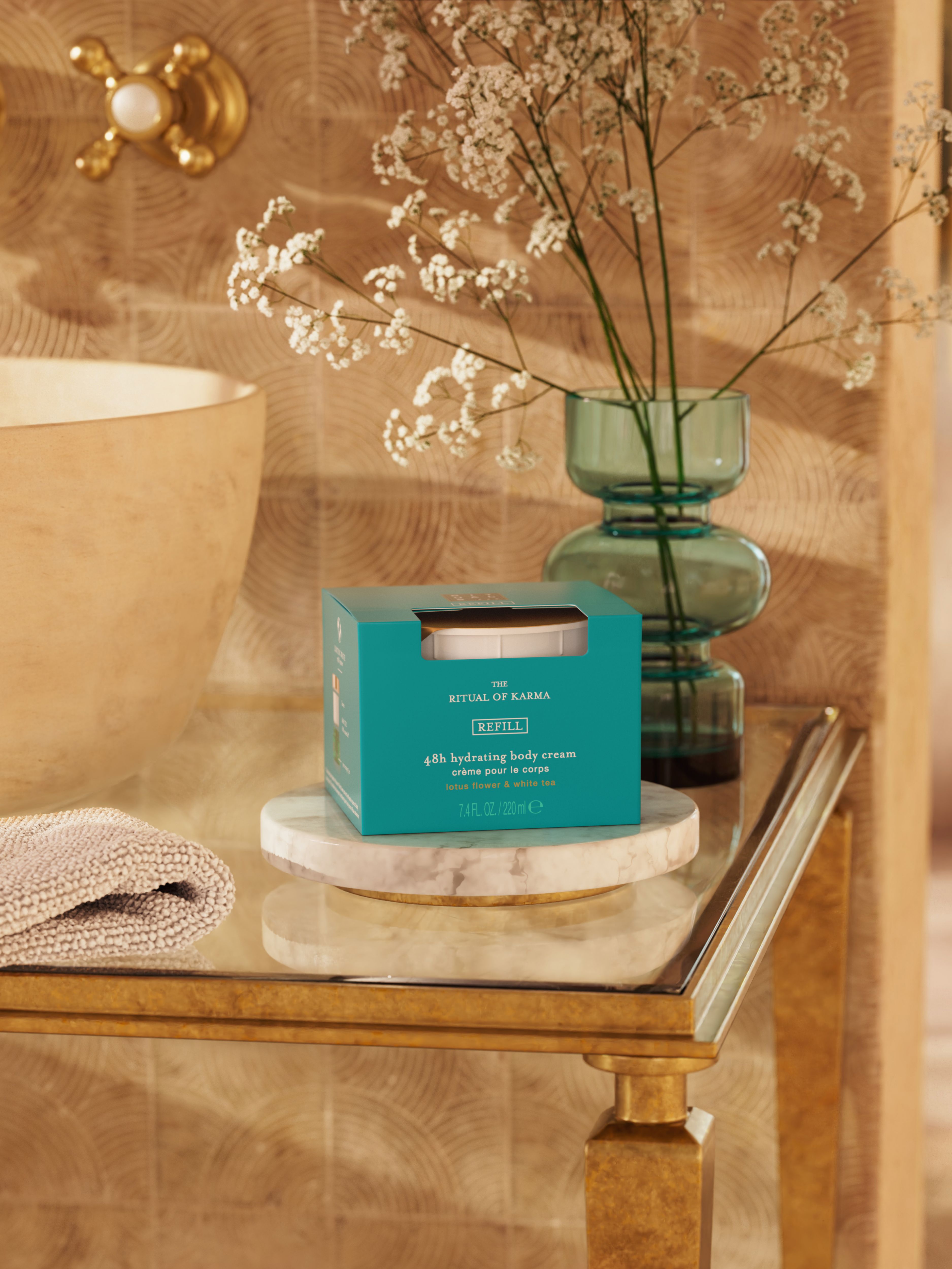 The Ritual of Karma Body Cream Refill Lifestyle with Product