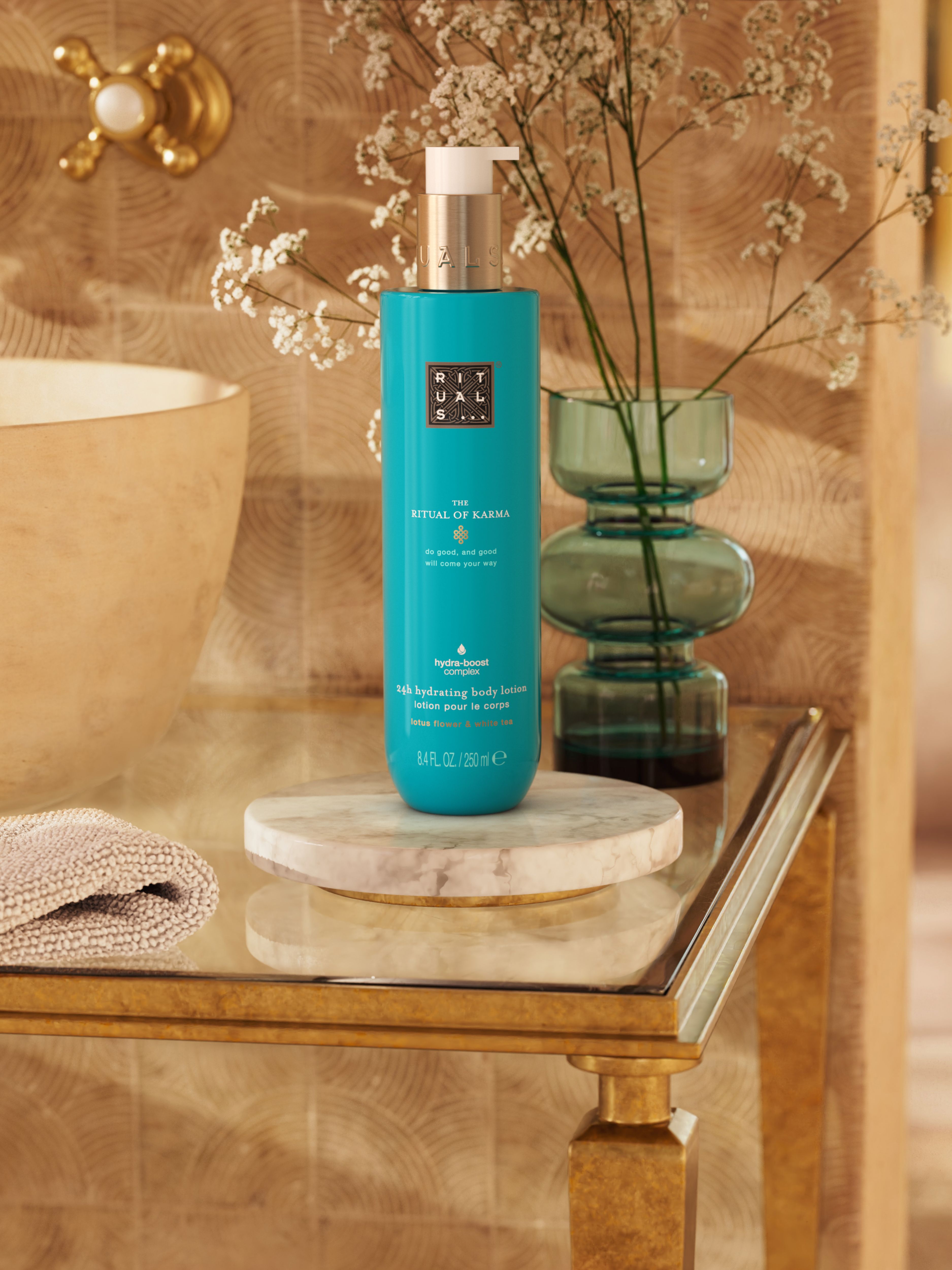 The Ritual of Karma Body Lotion Lifestyle with Product