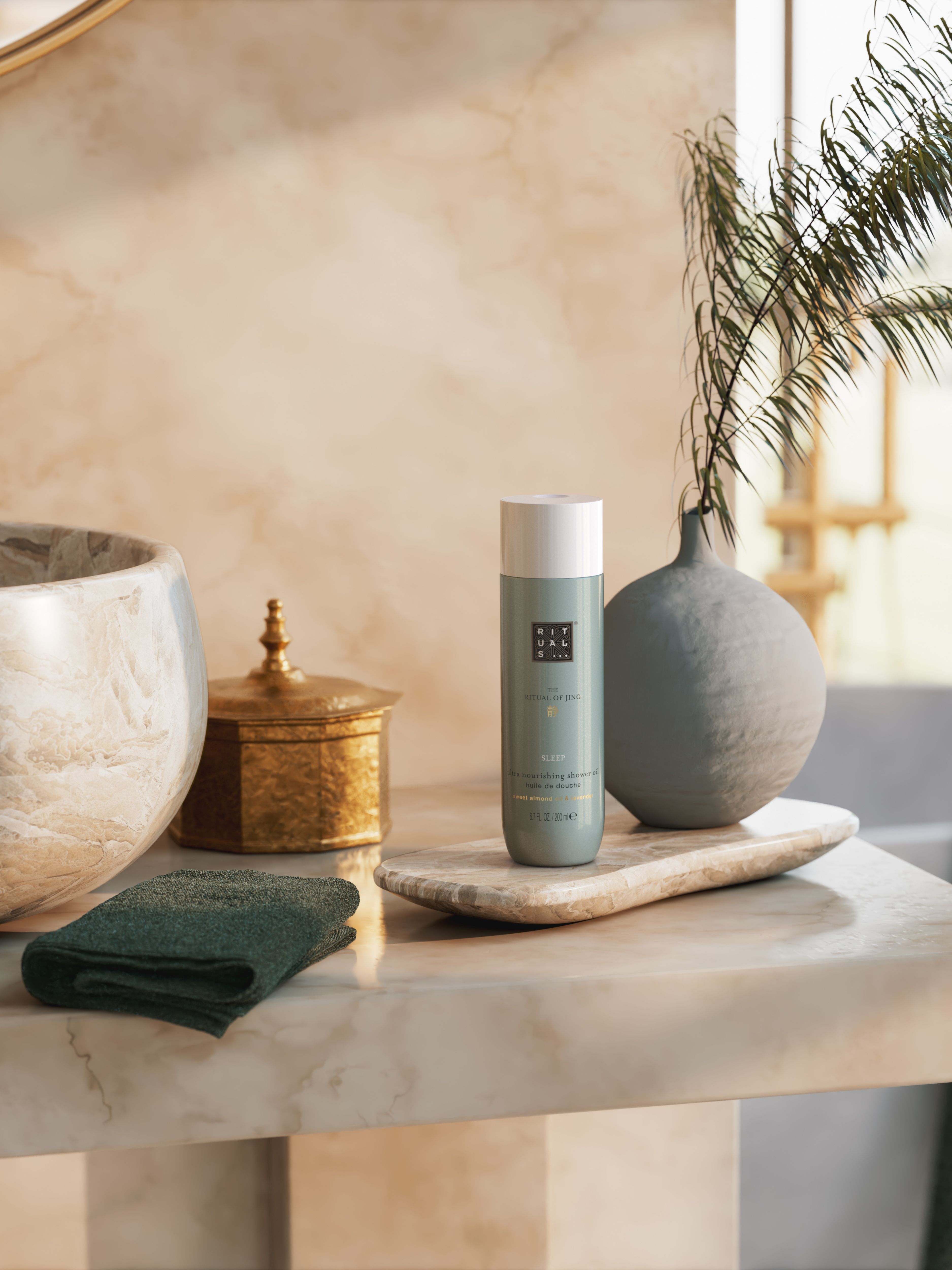 The Ritual of Jing Shower Oil Lifestyle with Product