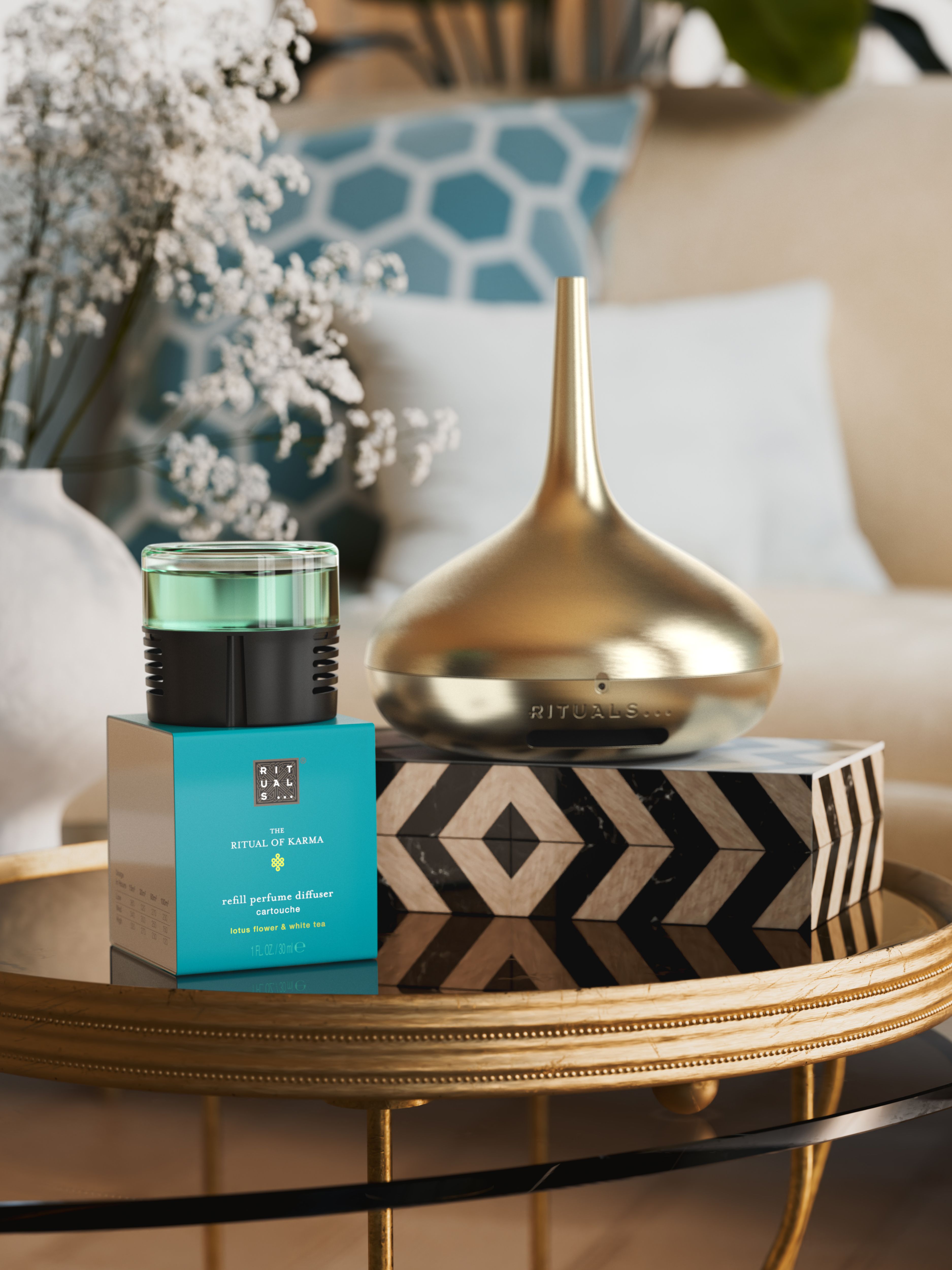 The Ritual of Karma Refill Perfume Diffuser 30ml Lifestyle with Product