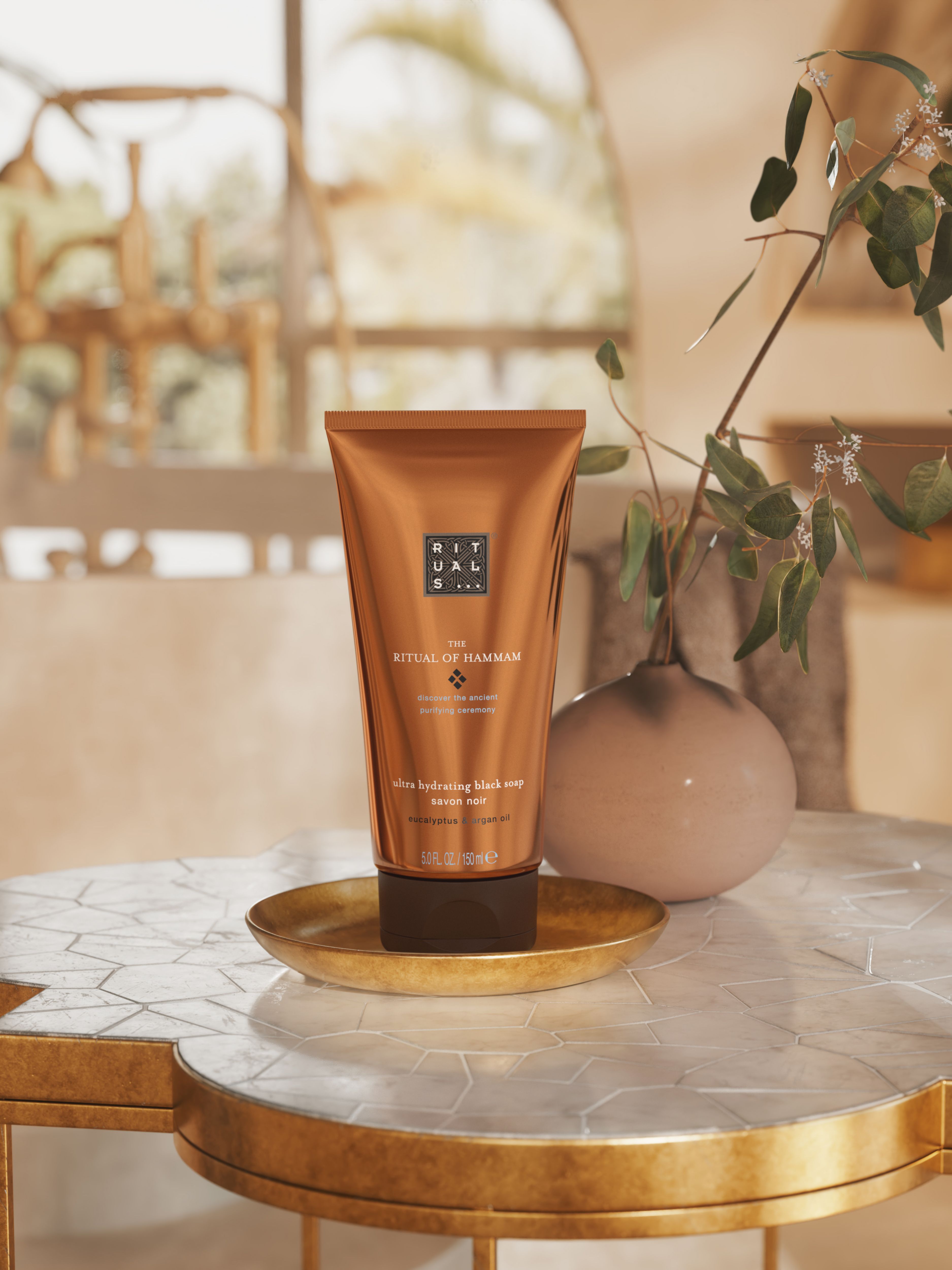 The Ritual of Hammam Black Soap 150ml Lifestyle with Product