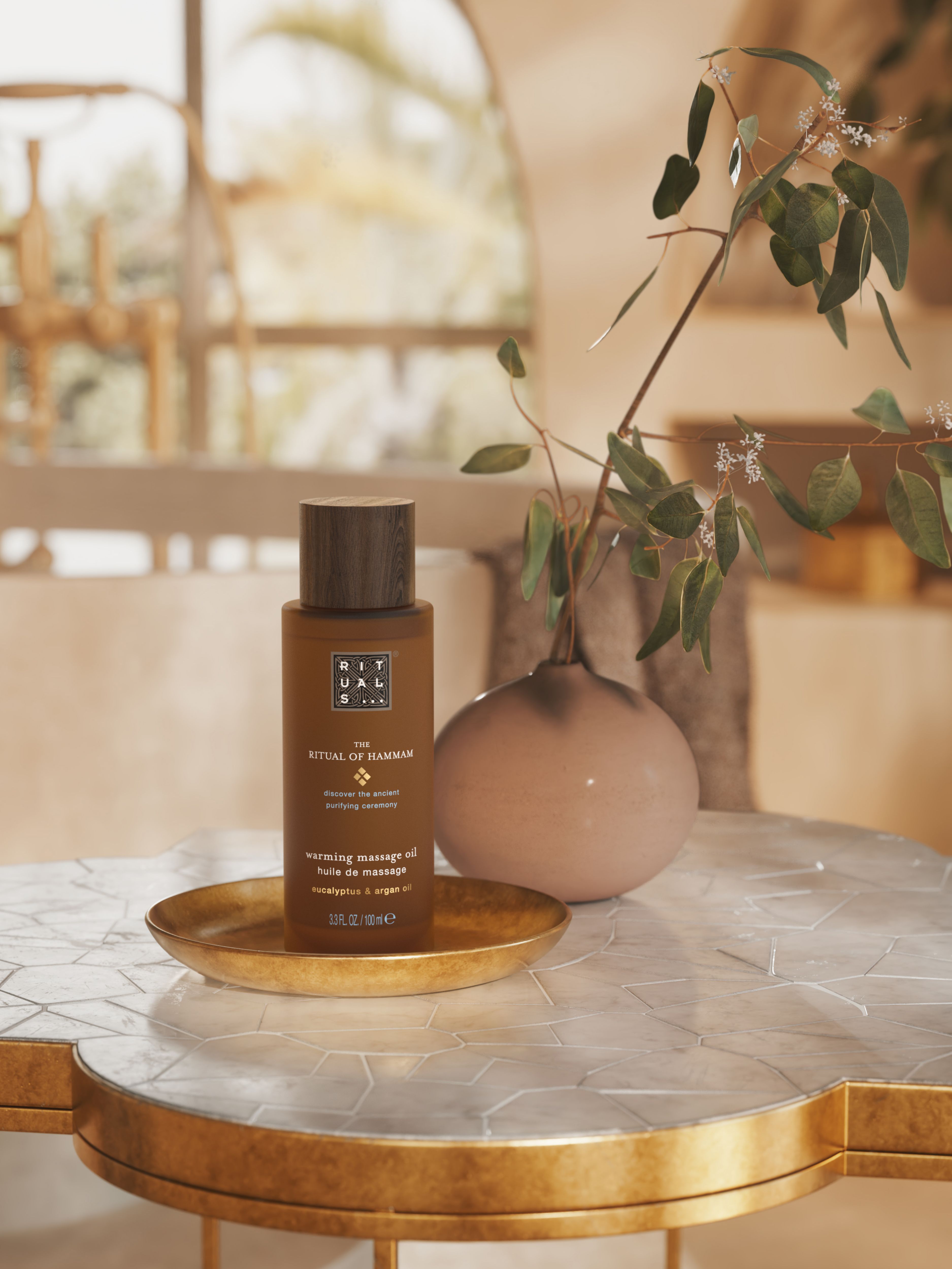 The Ritual of Hammam Massage Body Oil 100ml Lifestyle with Product