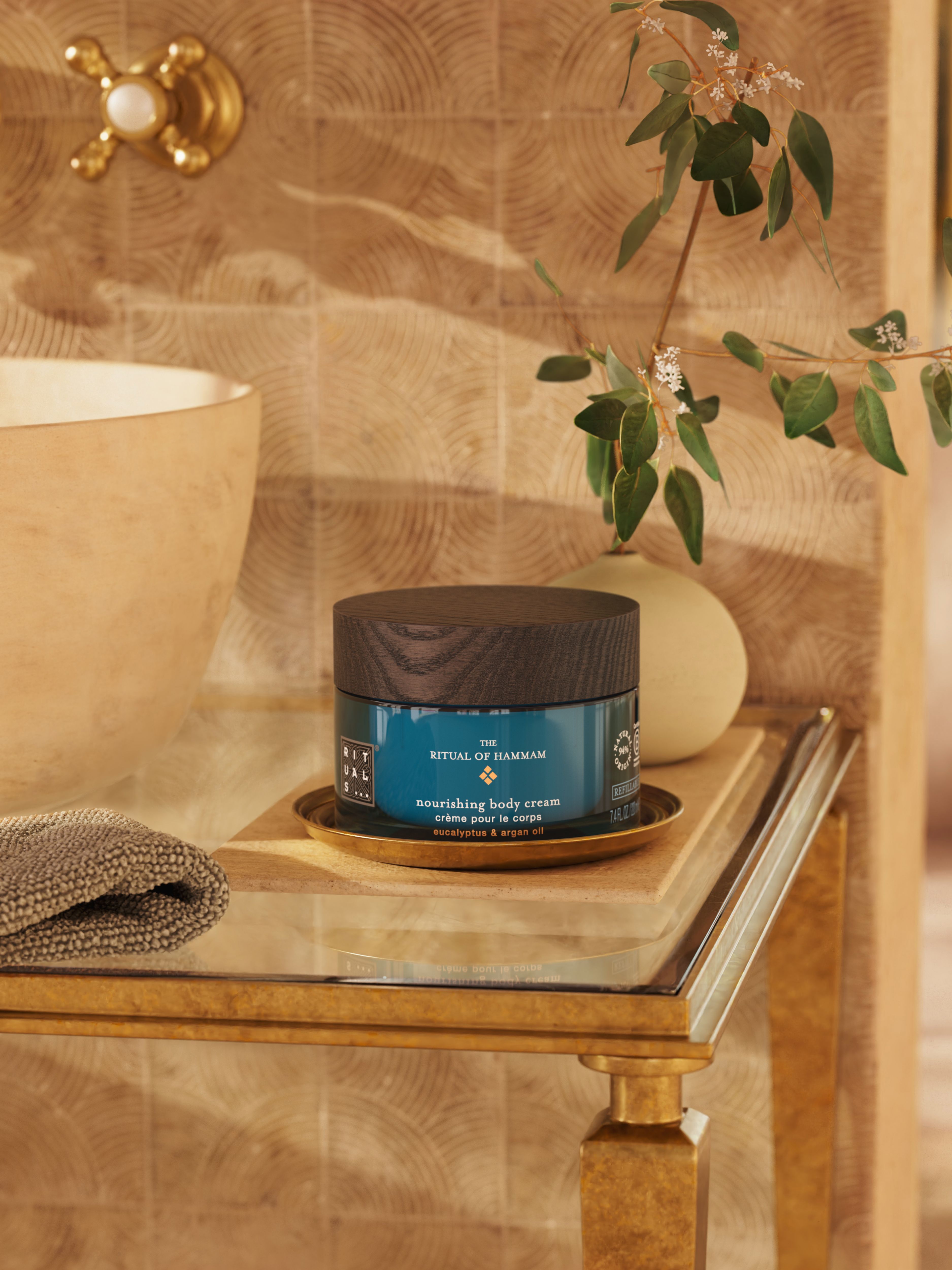 The Ritual of Hammam Body Cream 220ml Lifestyle with Product