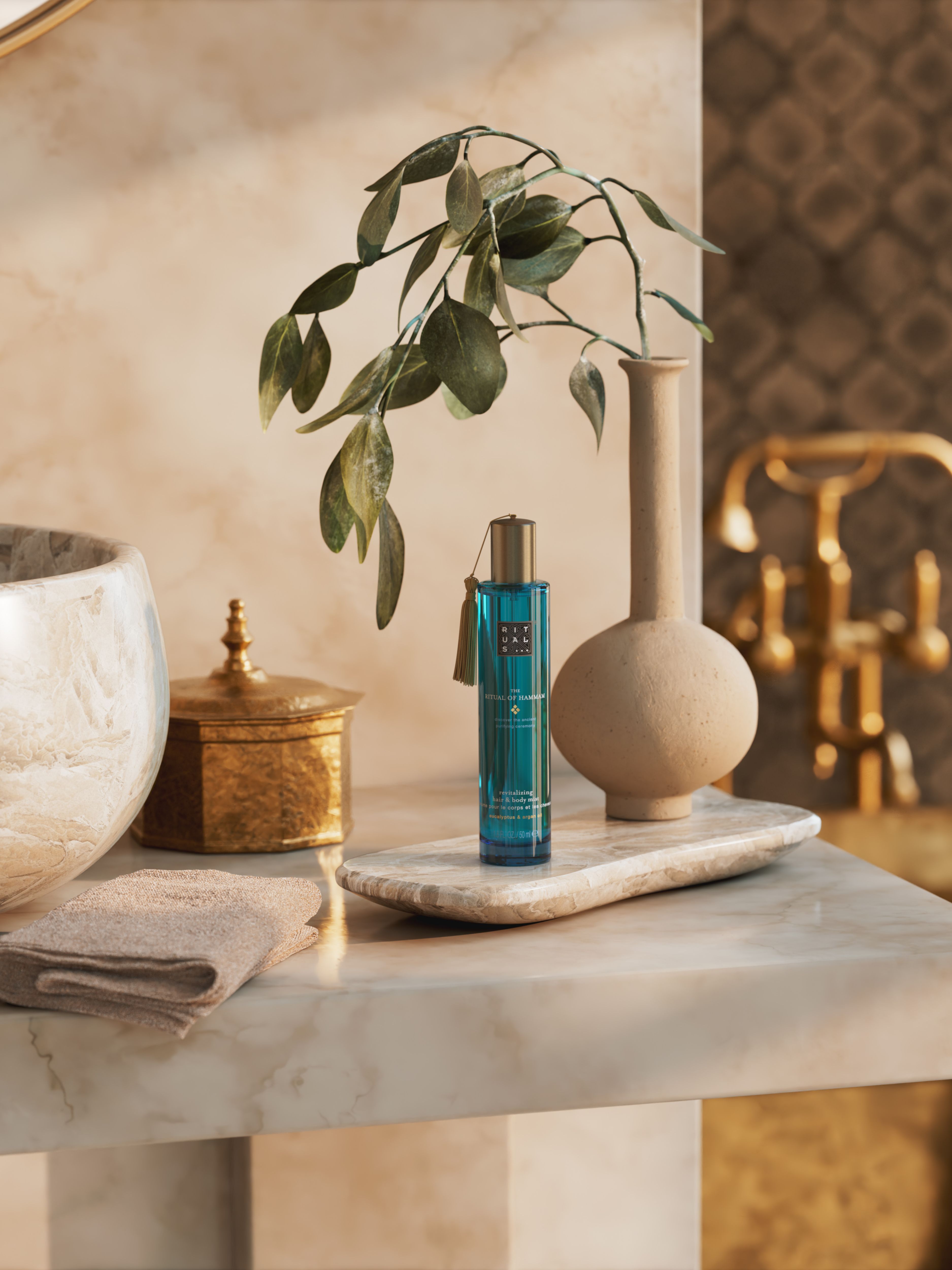 The Ritual of Hammam Hair & Body Mist 50ml Lifestyle with Product