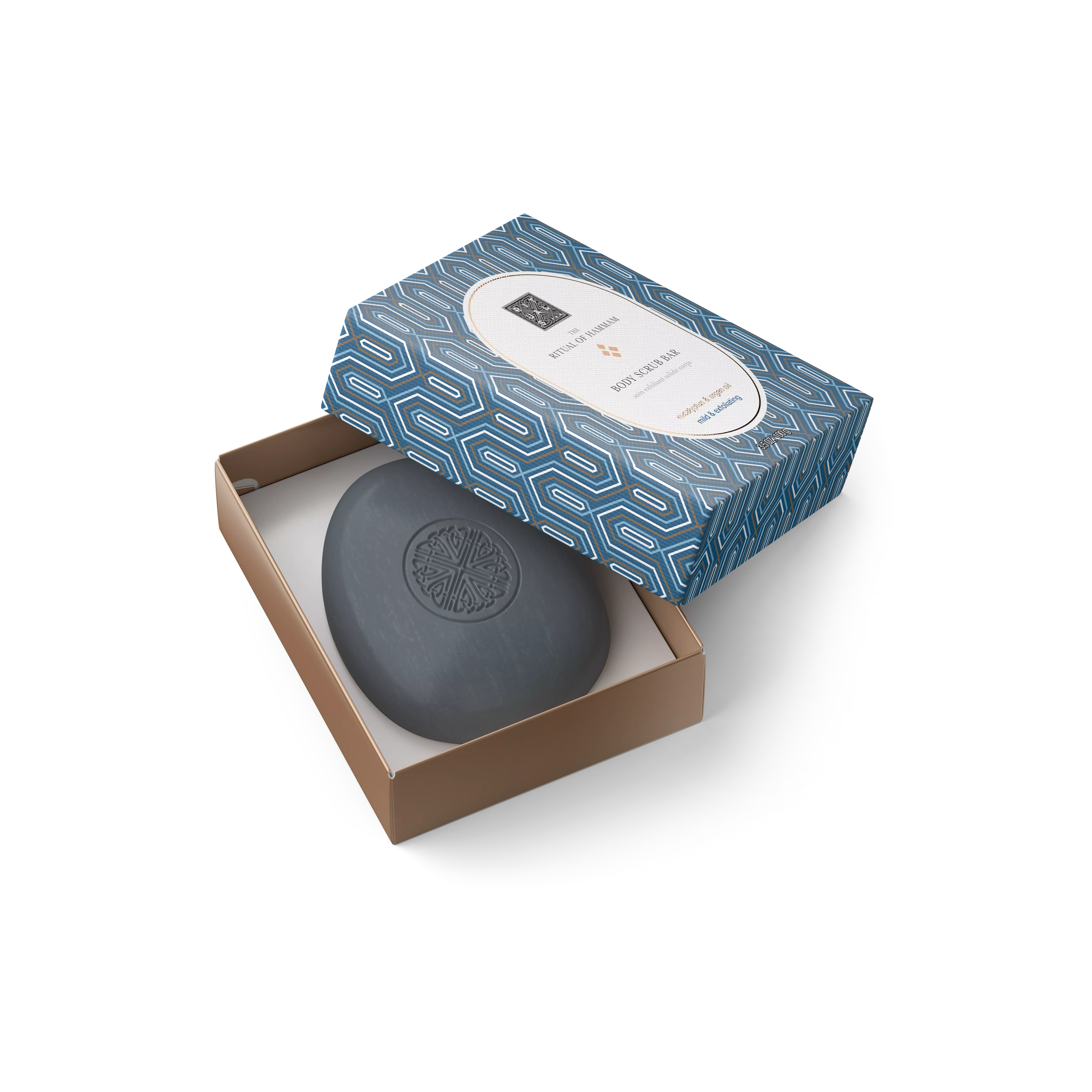 soap free body scrub bar, The Ritual of Hammam, Blue, 100 gr, RITUALS