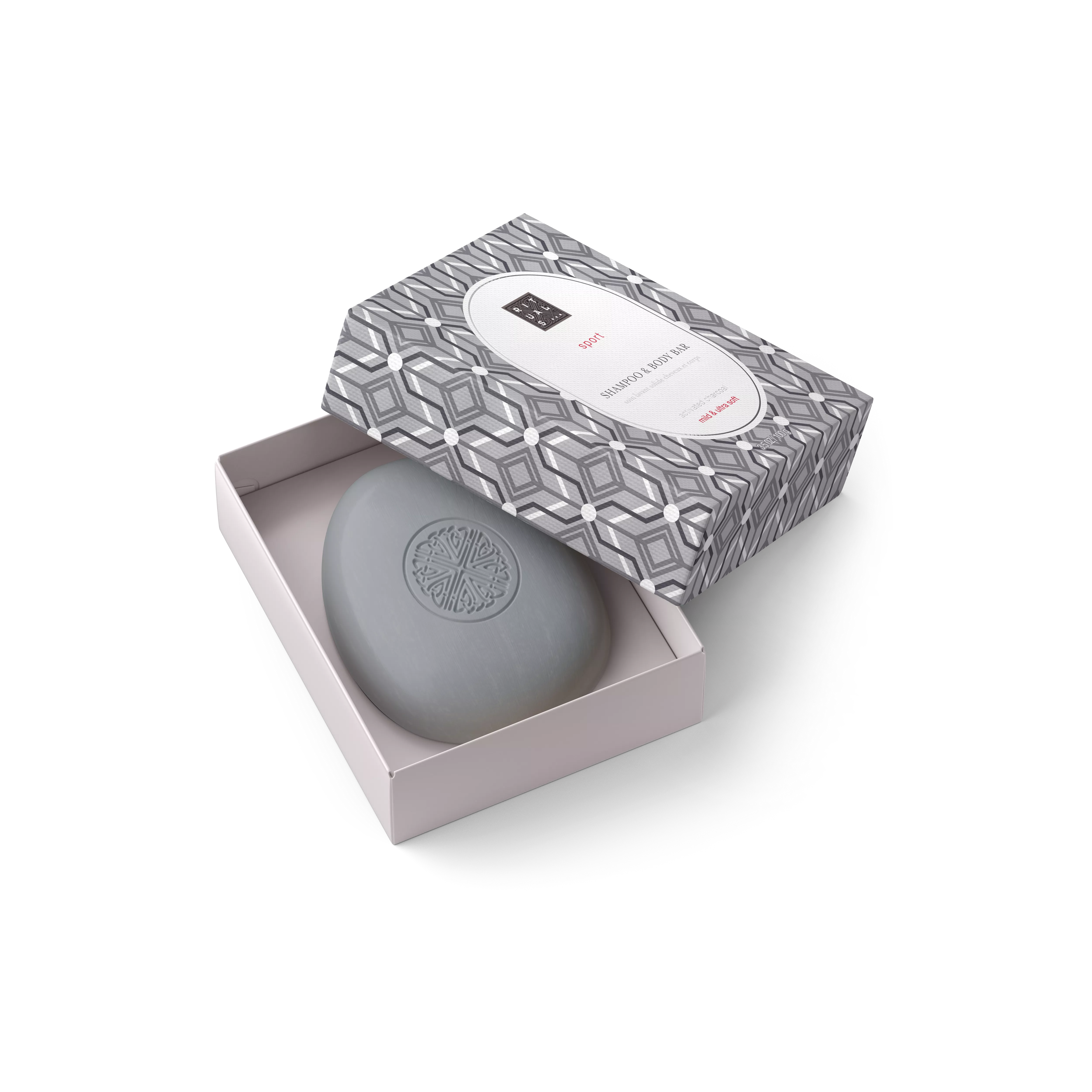 soap free shampoo & body bar, Sport, Grey, 100 gr, RITUALS