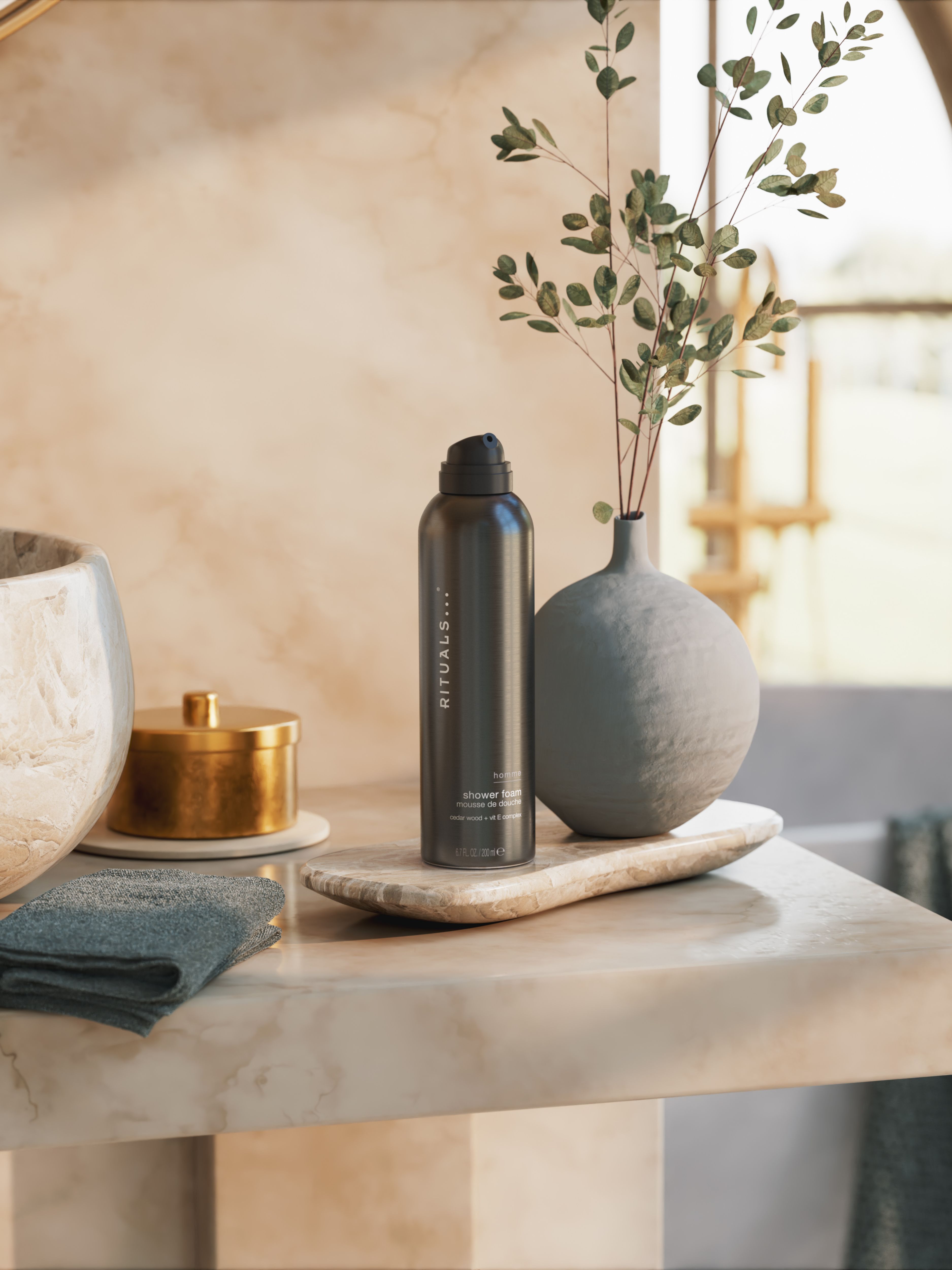 Rituals Homme Shower Foam 200ml Lifestyle with Product