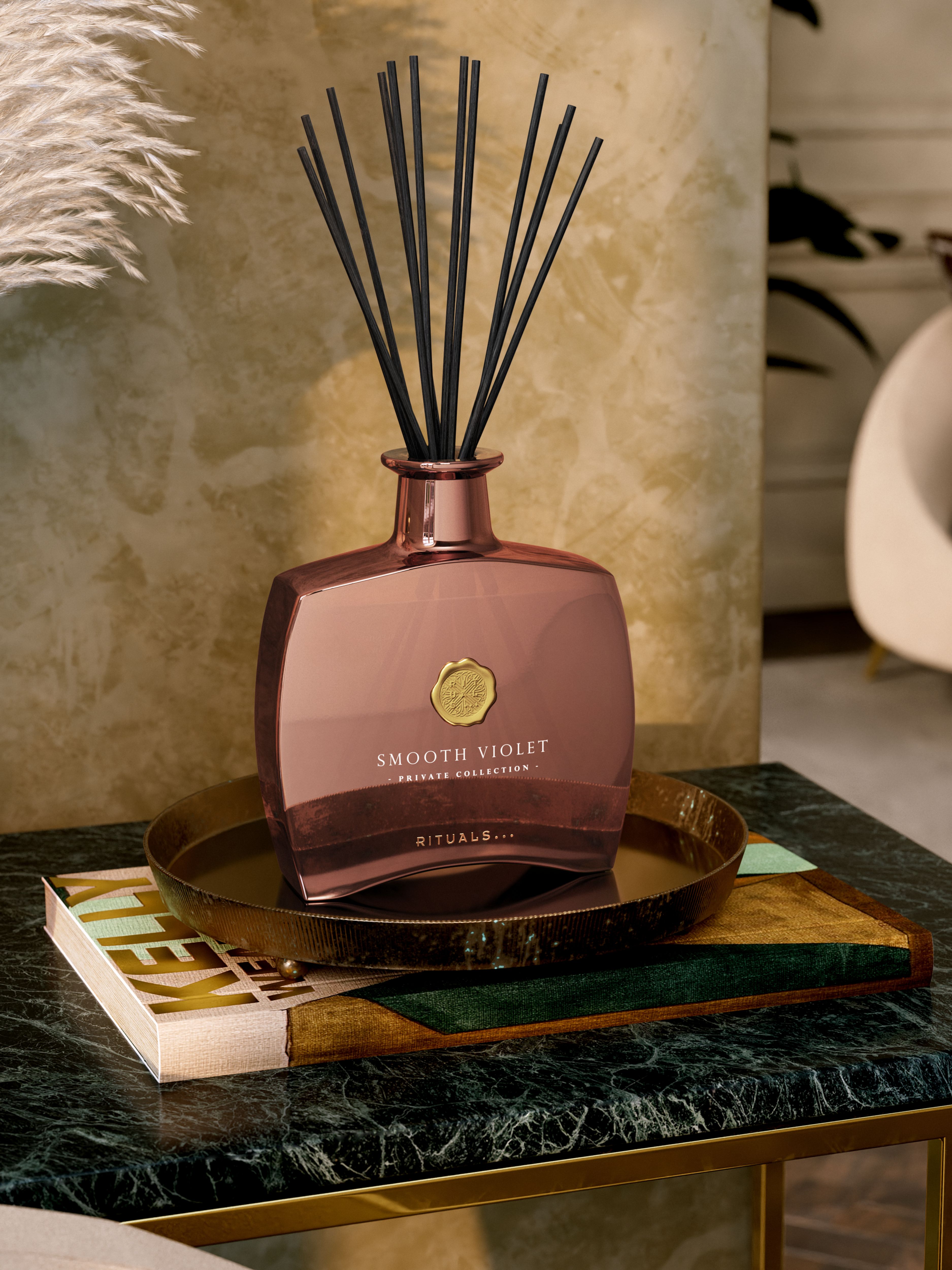 Smooth Violet Fragrance Sticks Lifestyle with Product