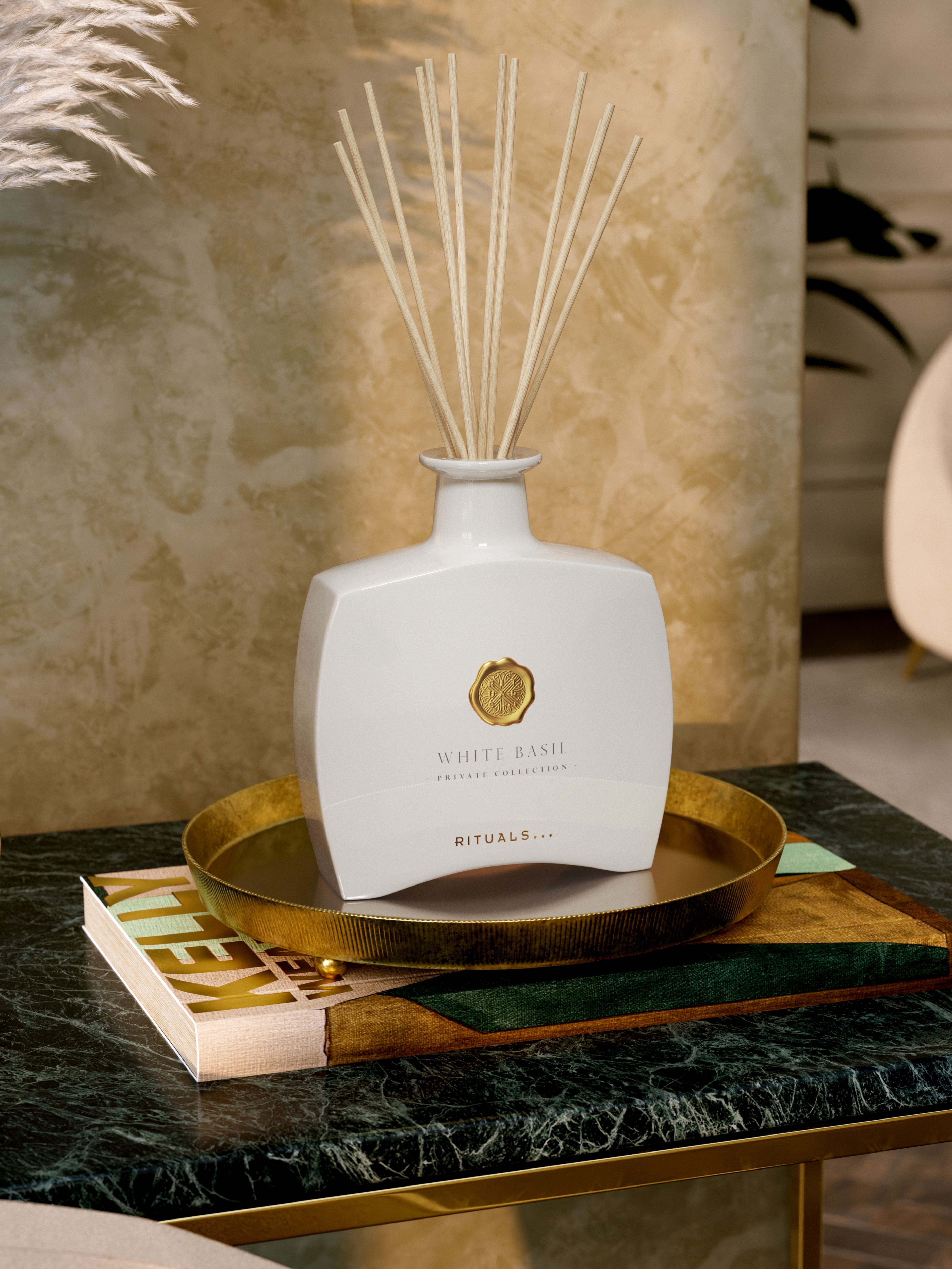 White Basil Fragrance Sticks Lifestyle with Product