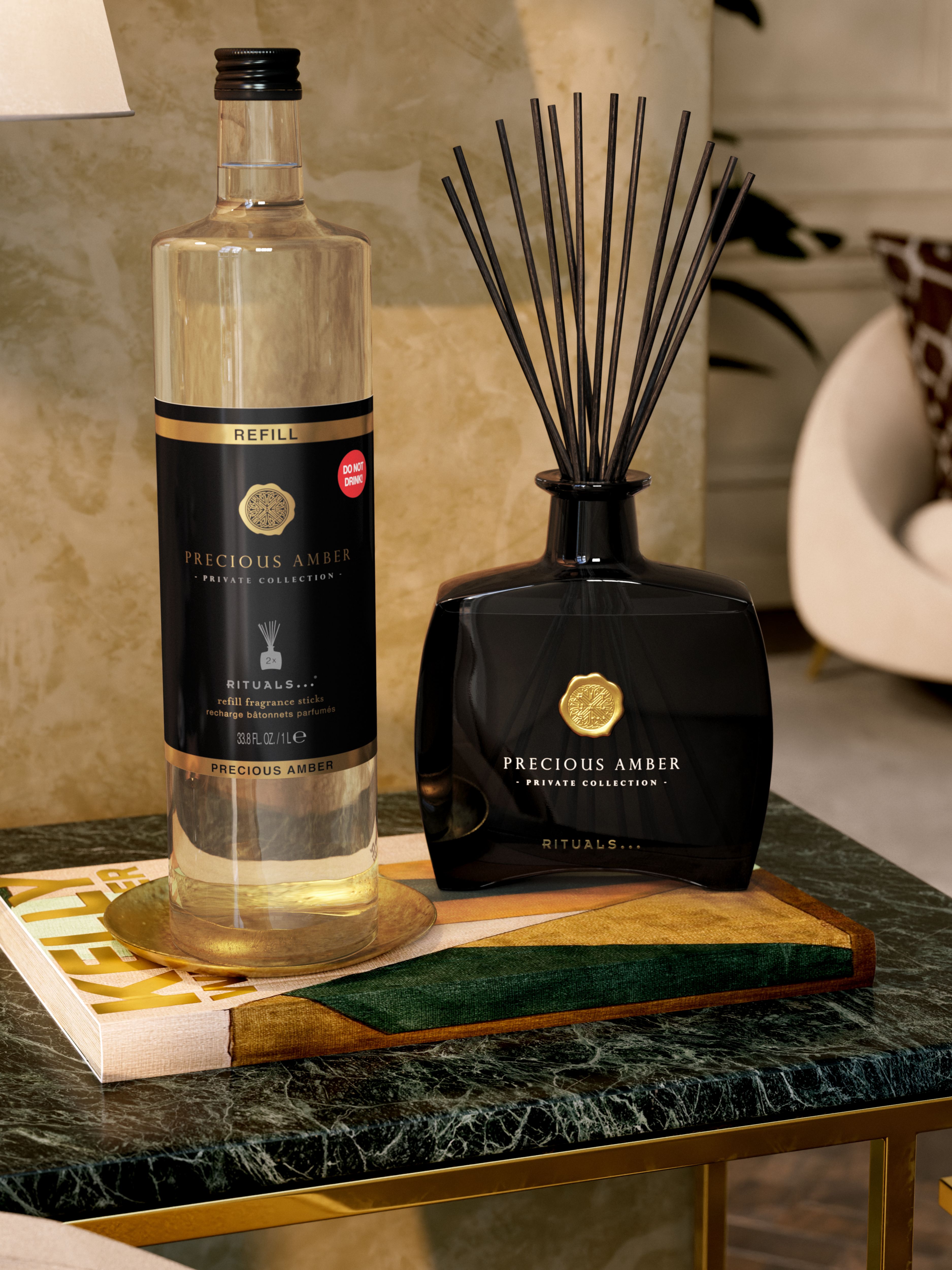 Precious Amber Fragrance Sticks Refill Lifestyle with Product