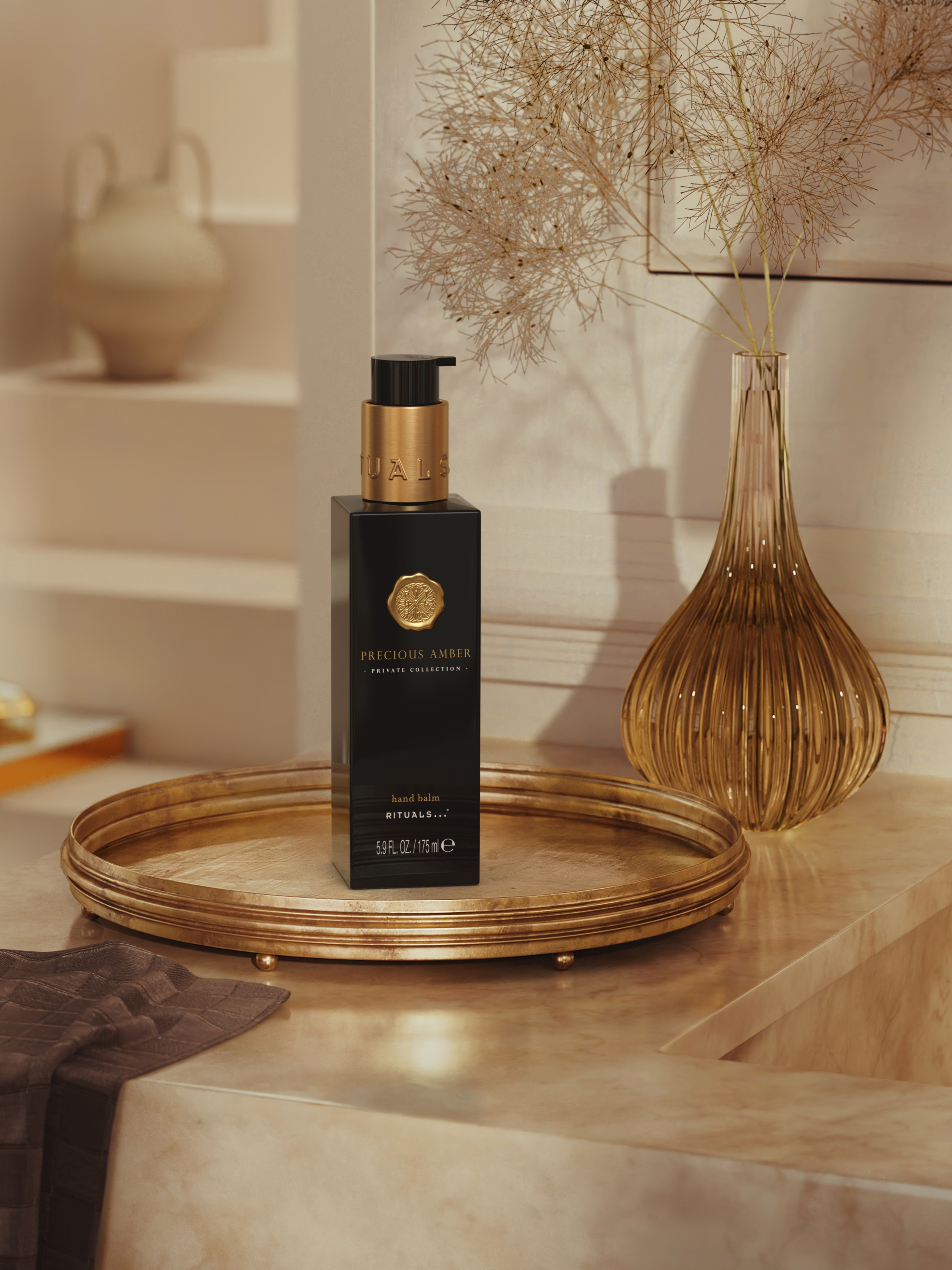 Precious Amber Hand Balm 175ml Lifestyle with Product