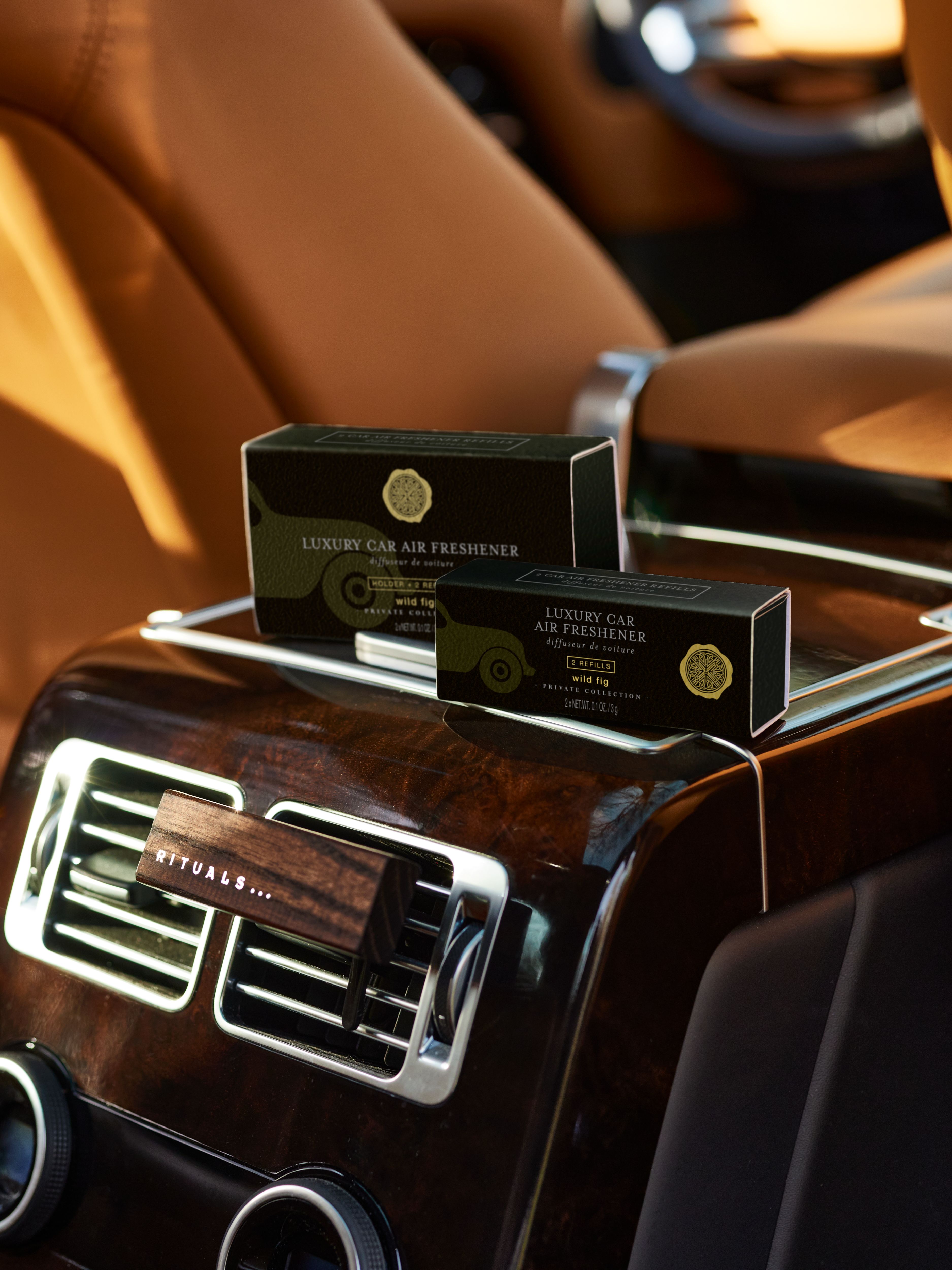 Wild Fig Refill Car Air Freshener Lifestyle with Product