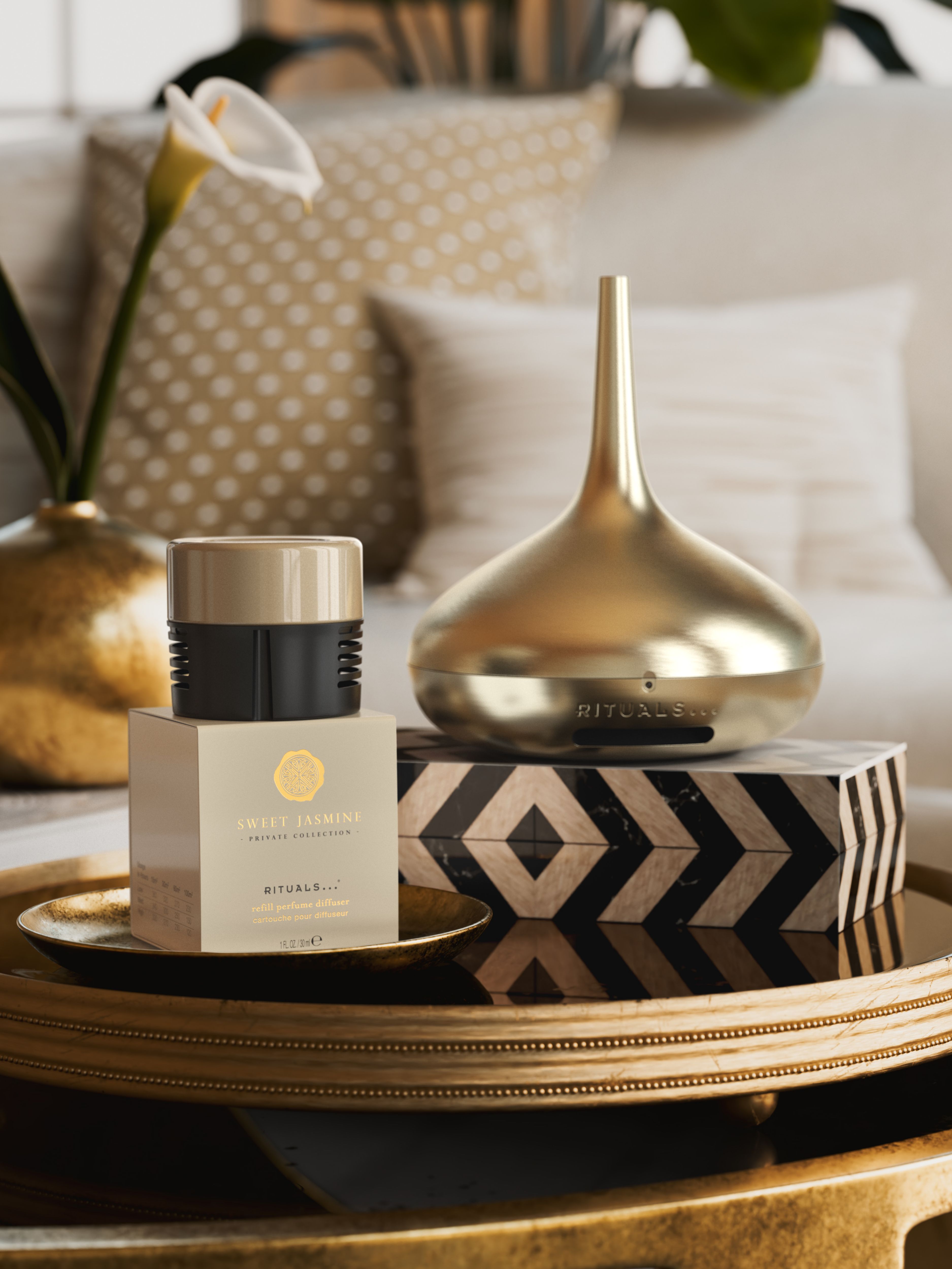 Sweet Jasmine Refill Perfume Diffuser 30ml Lifestyle with Product