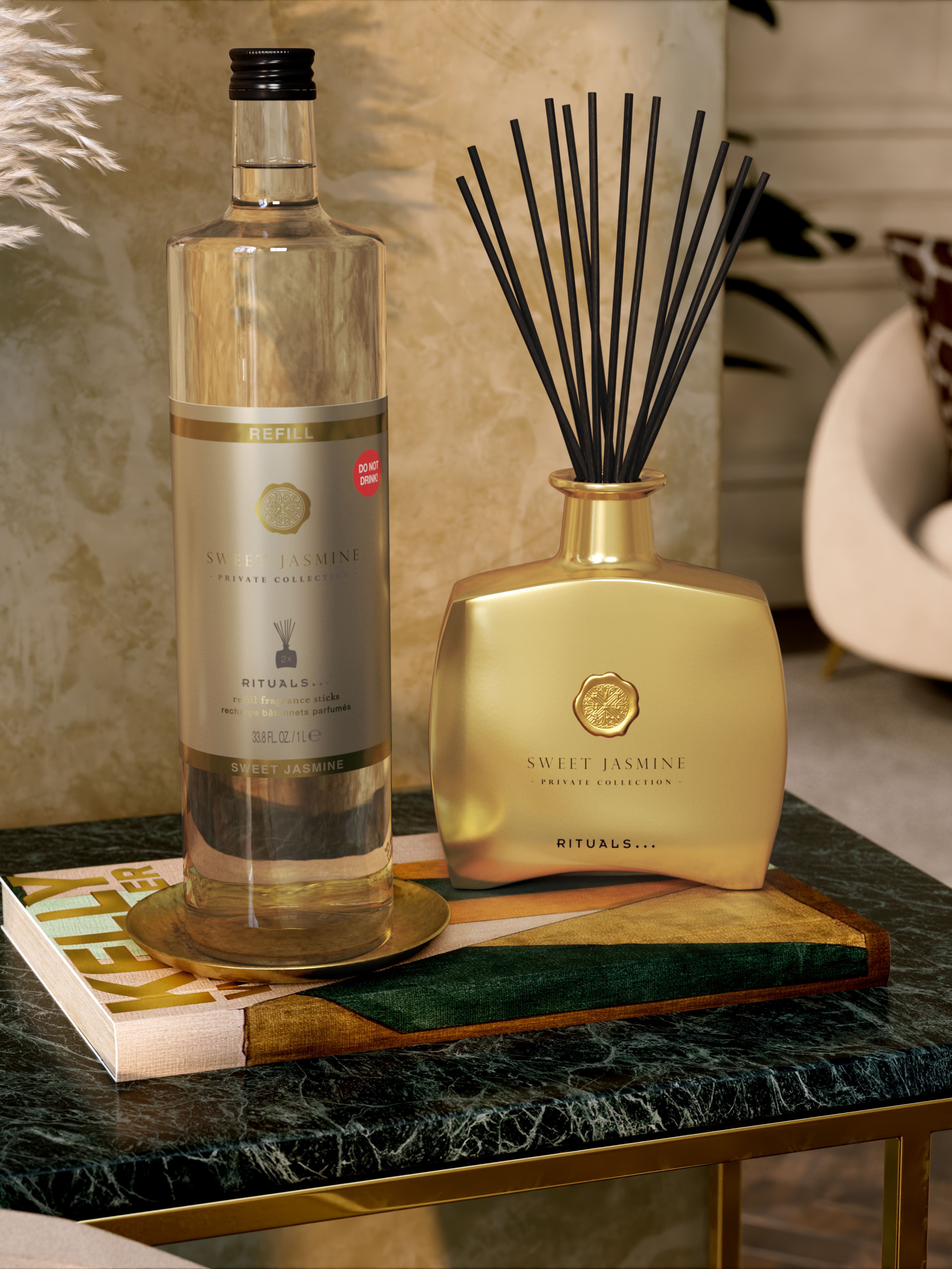 Sweet Jasmine Fragrance Sticks Refill Lifestyle with Product