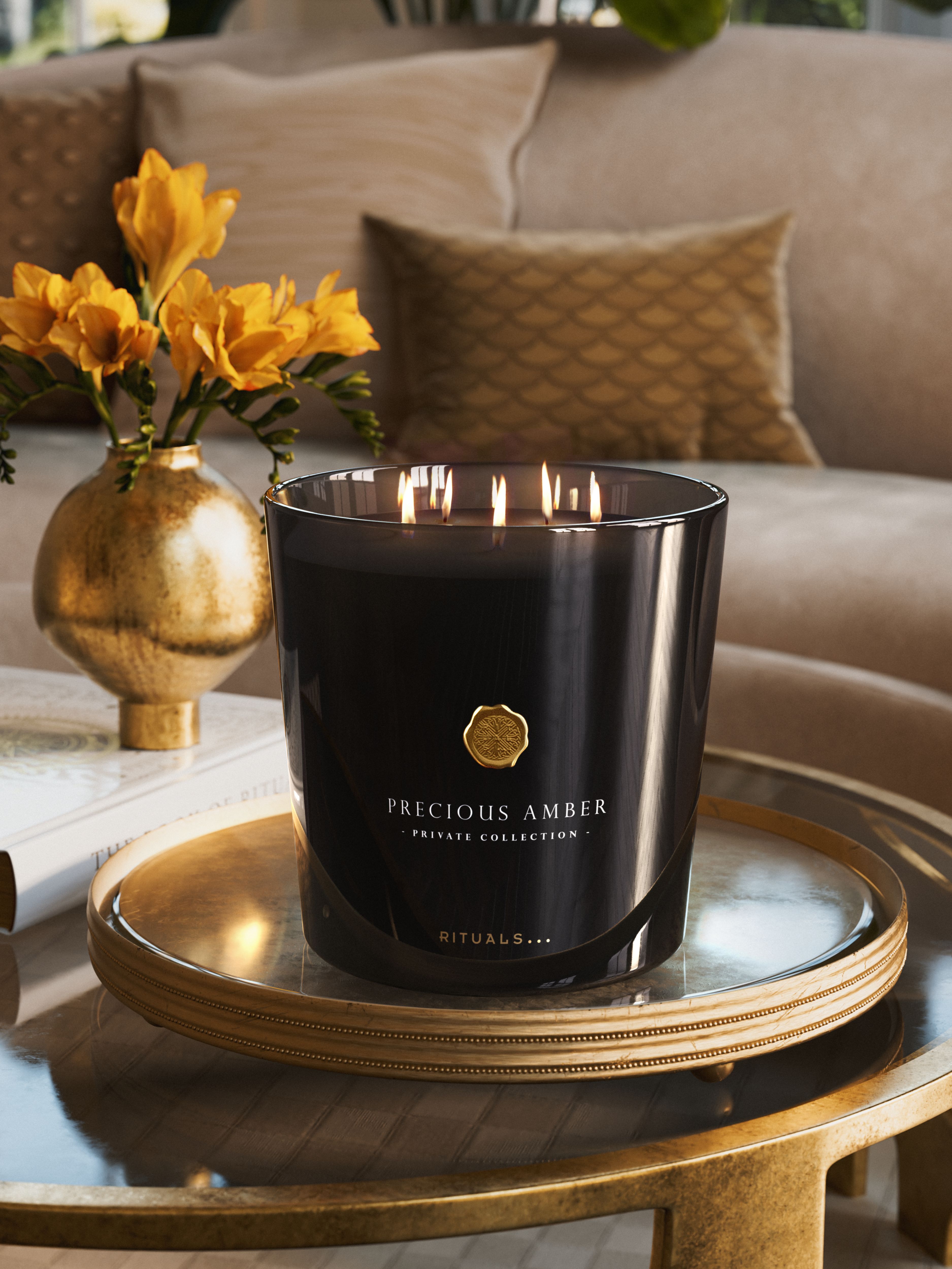 Precious Amber Scented Candle 2500g Lifestyle with Product