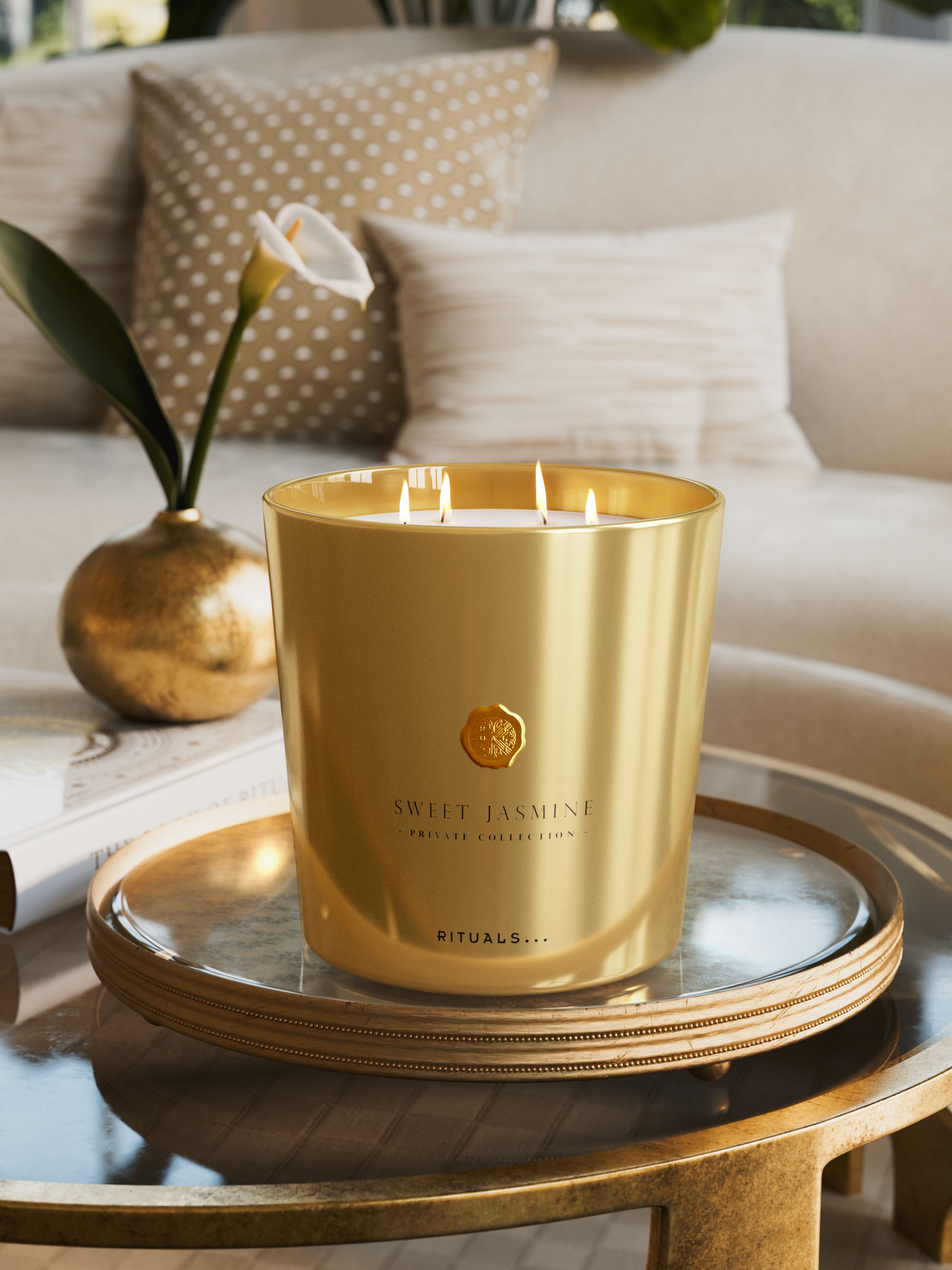 Sweet Jasmine Scented Candle 2500g Lifestyle with Product
