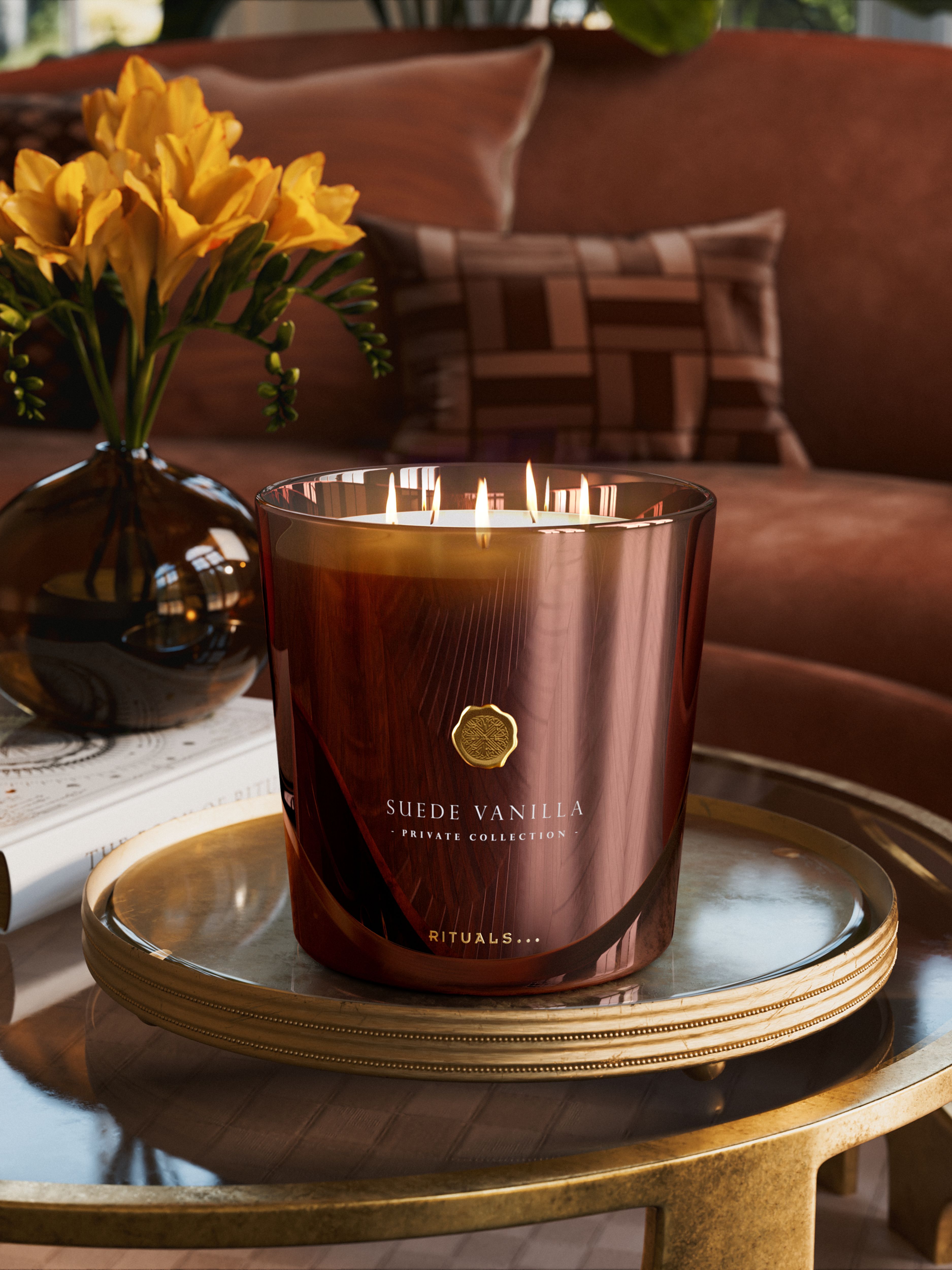 Suede Vanilla Scented Candle 2500g Lifestyle with Product