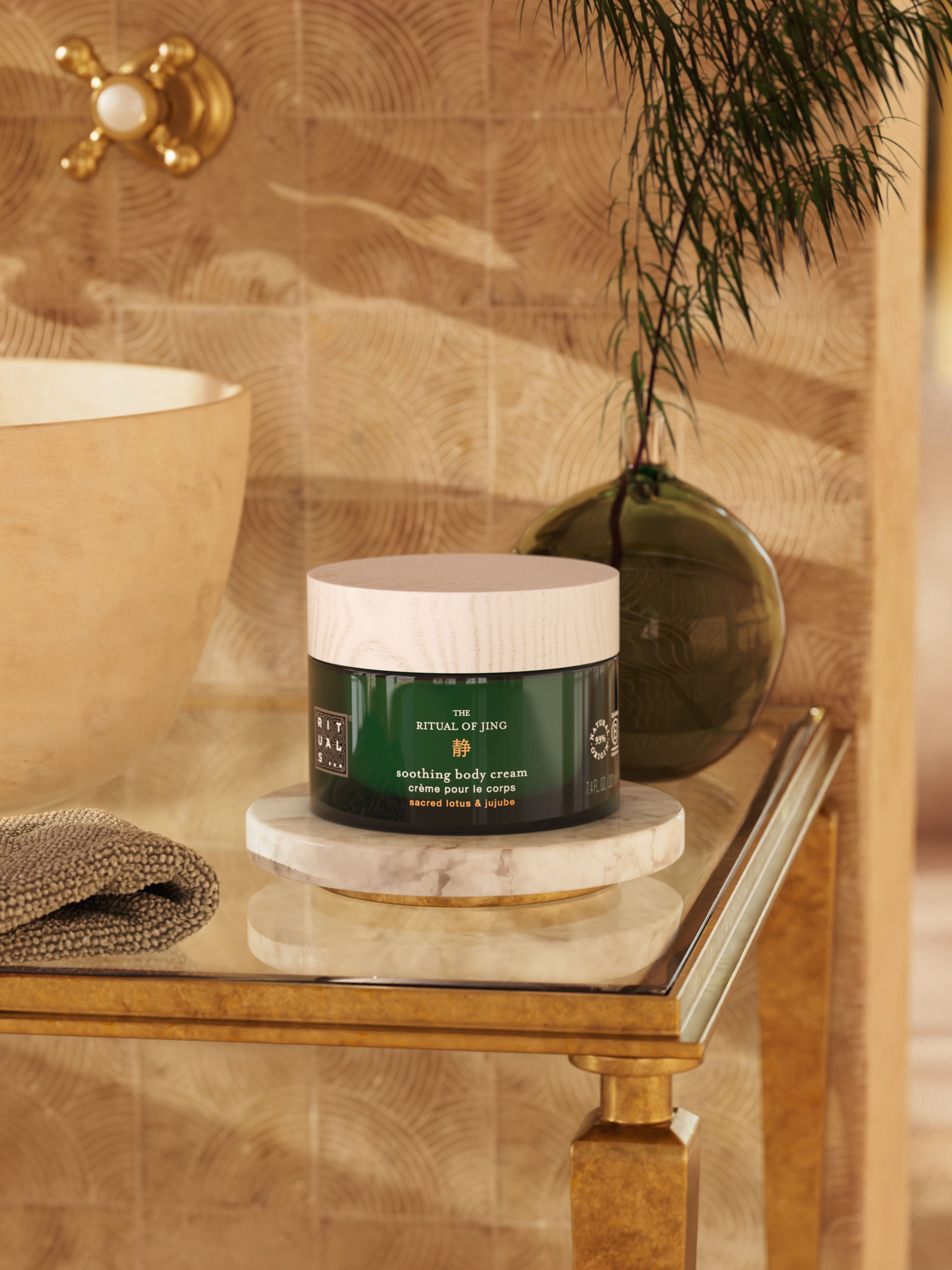 The Ritual of Jing Body Cream 220ml Lifestyle with Product