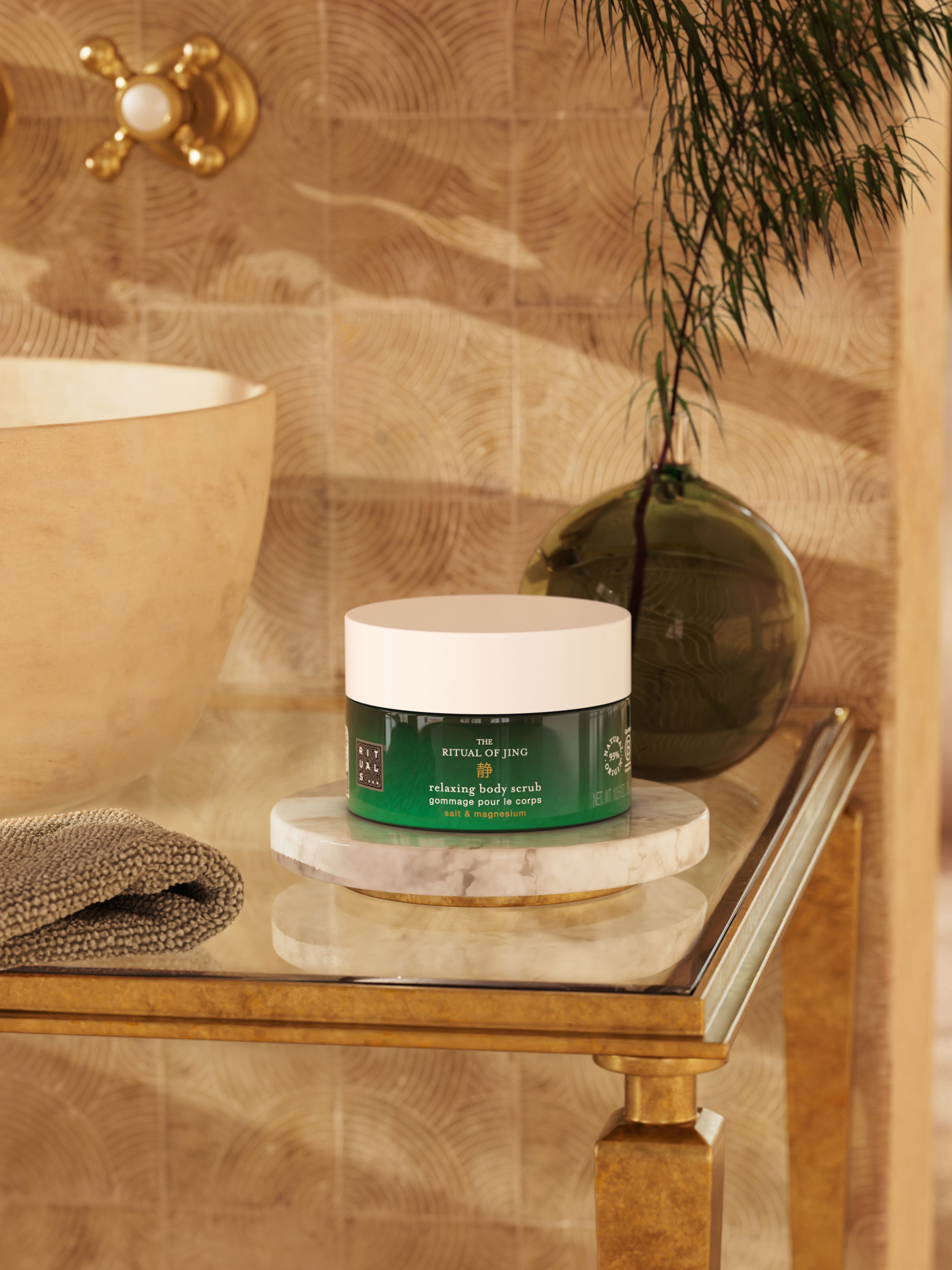 The Ritual of Jing Body Scrub 300g Lifestyle with Product