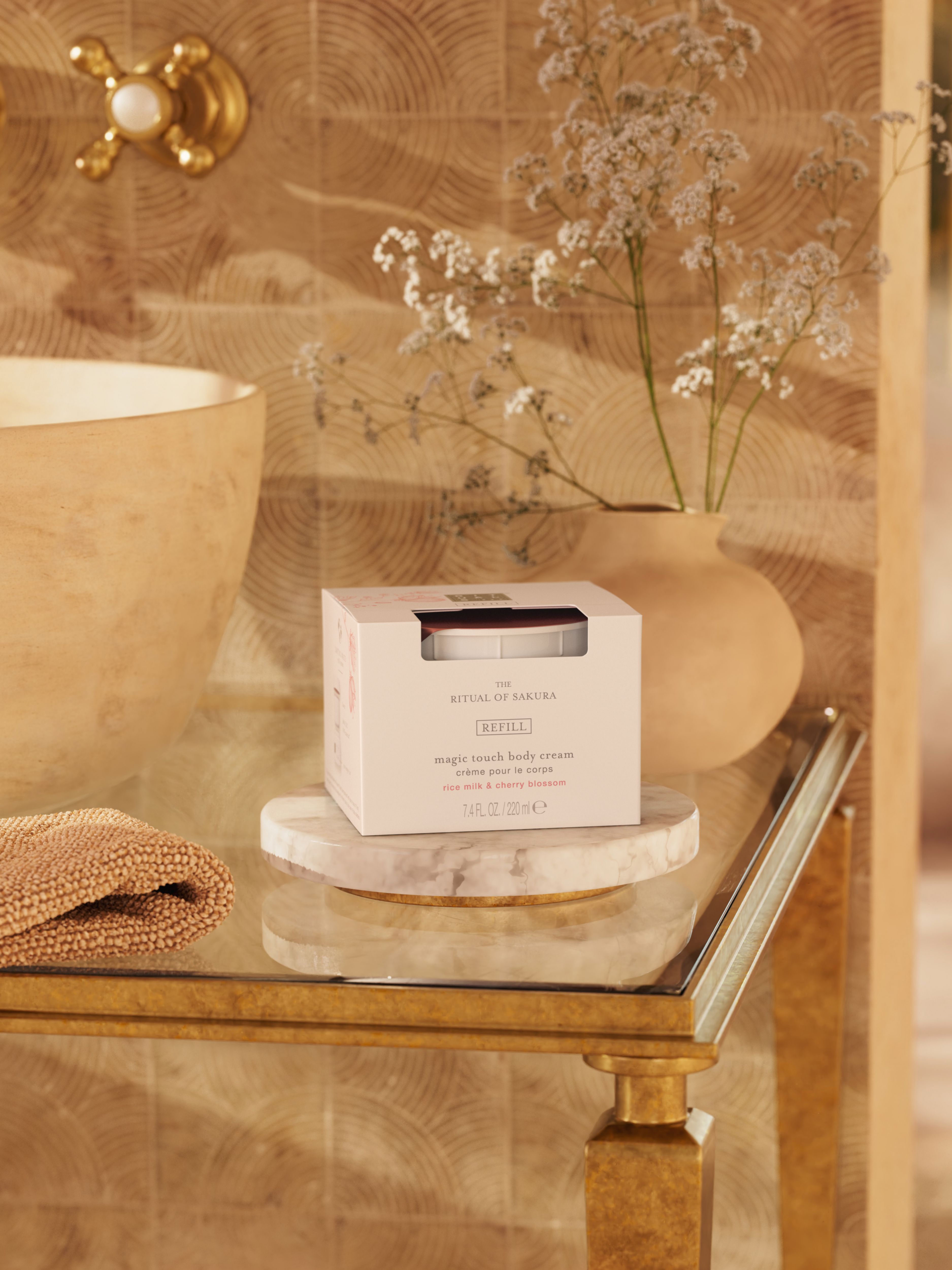 The Ritual of Sakura Body Cream Refill Lifestyle with Product