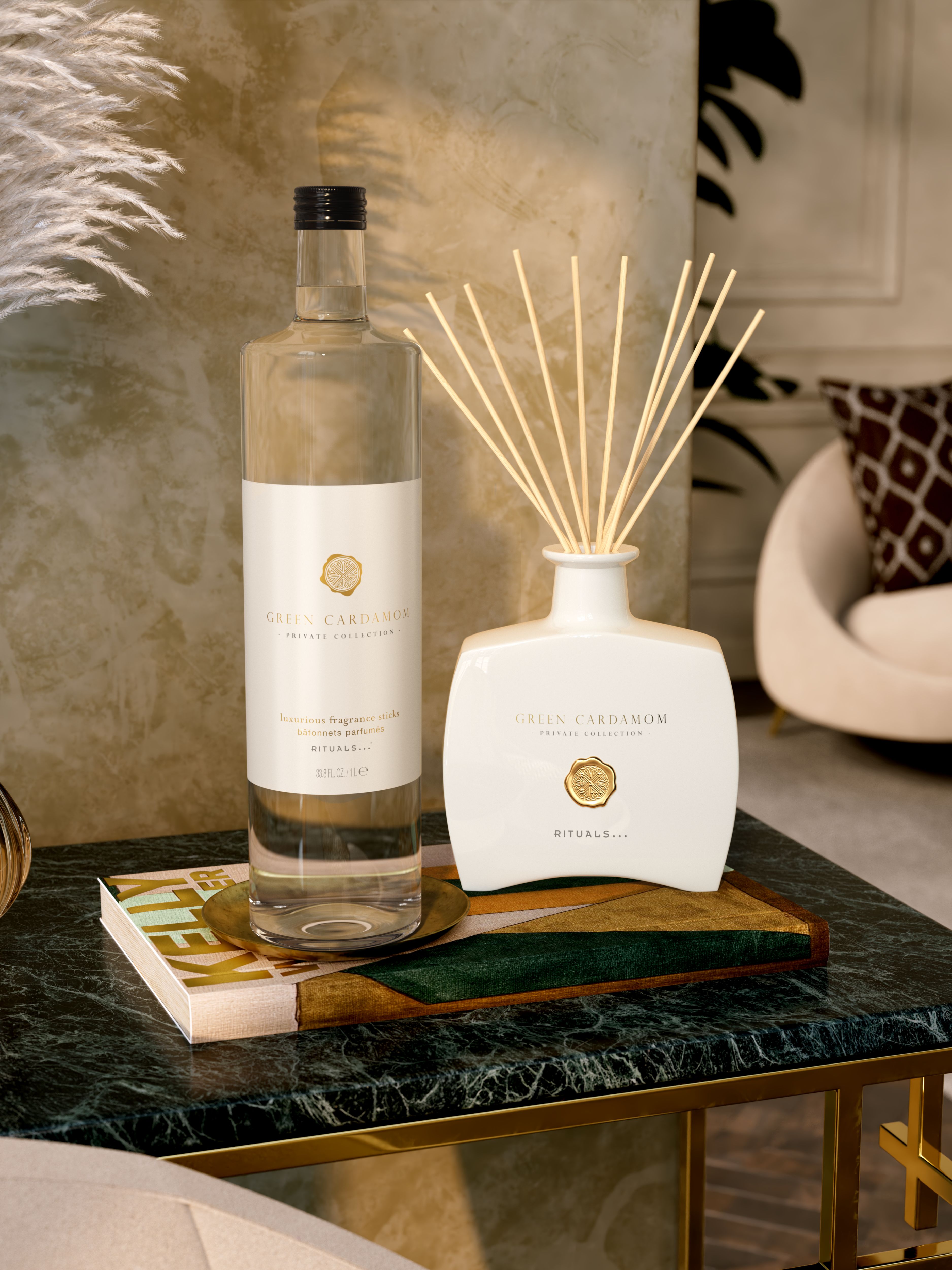 Green Cardamom Fragrance Sticks Refill Lifestyle with Product