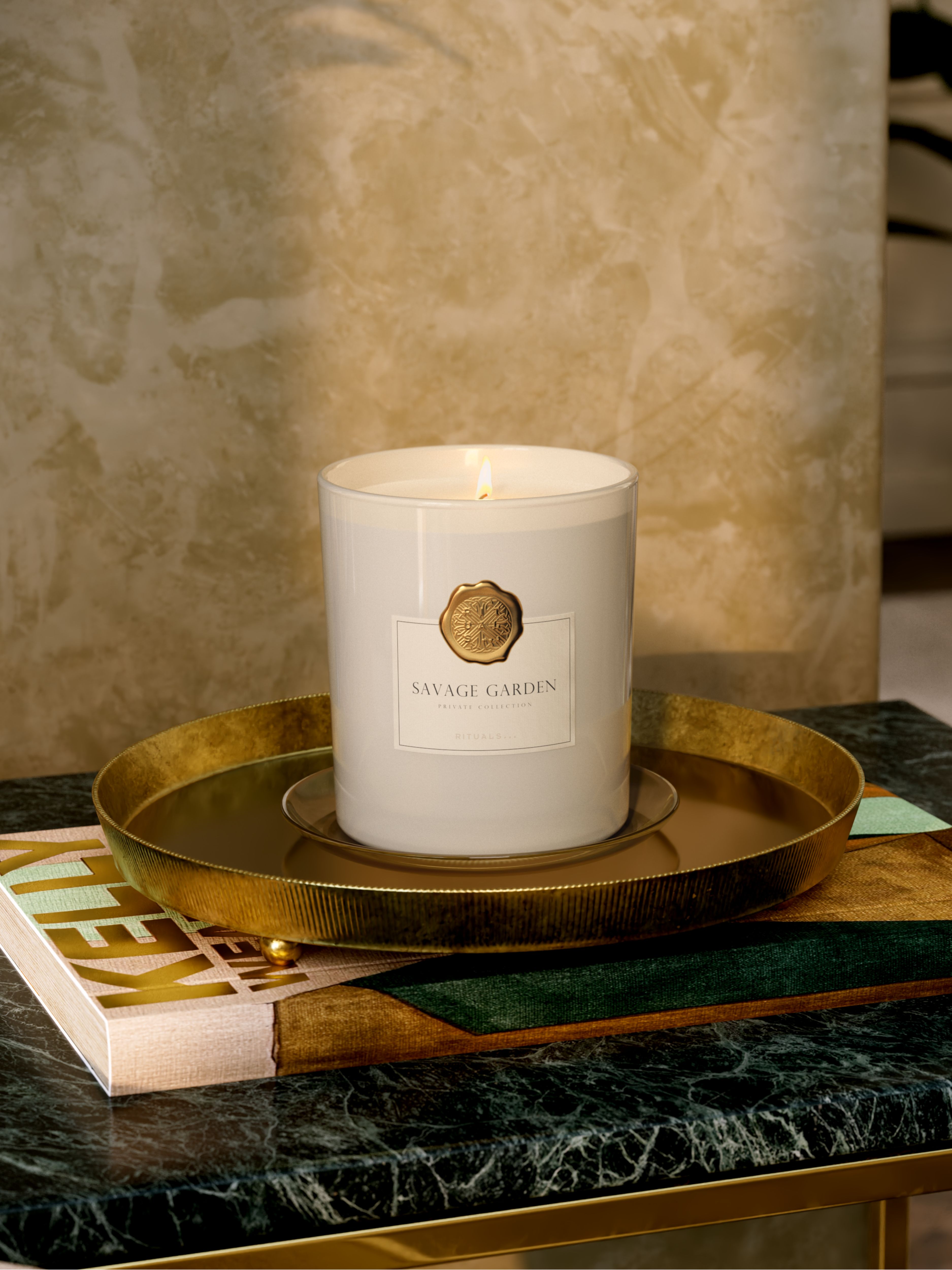 Savage Garden Scented Candle 360g Lifestyle with Product