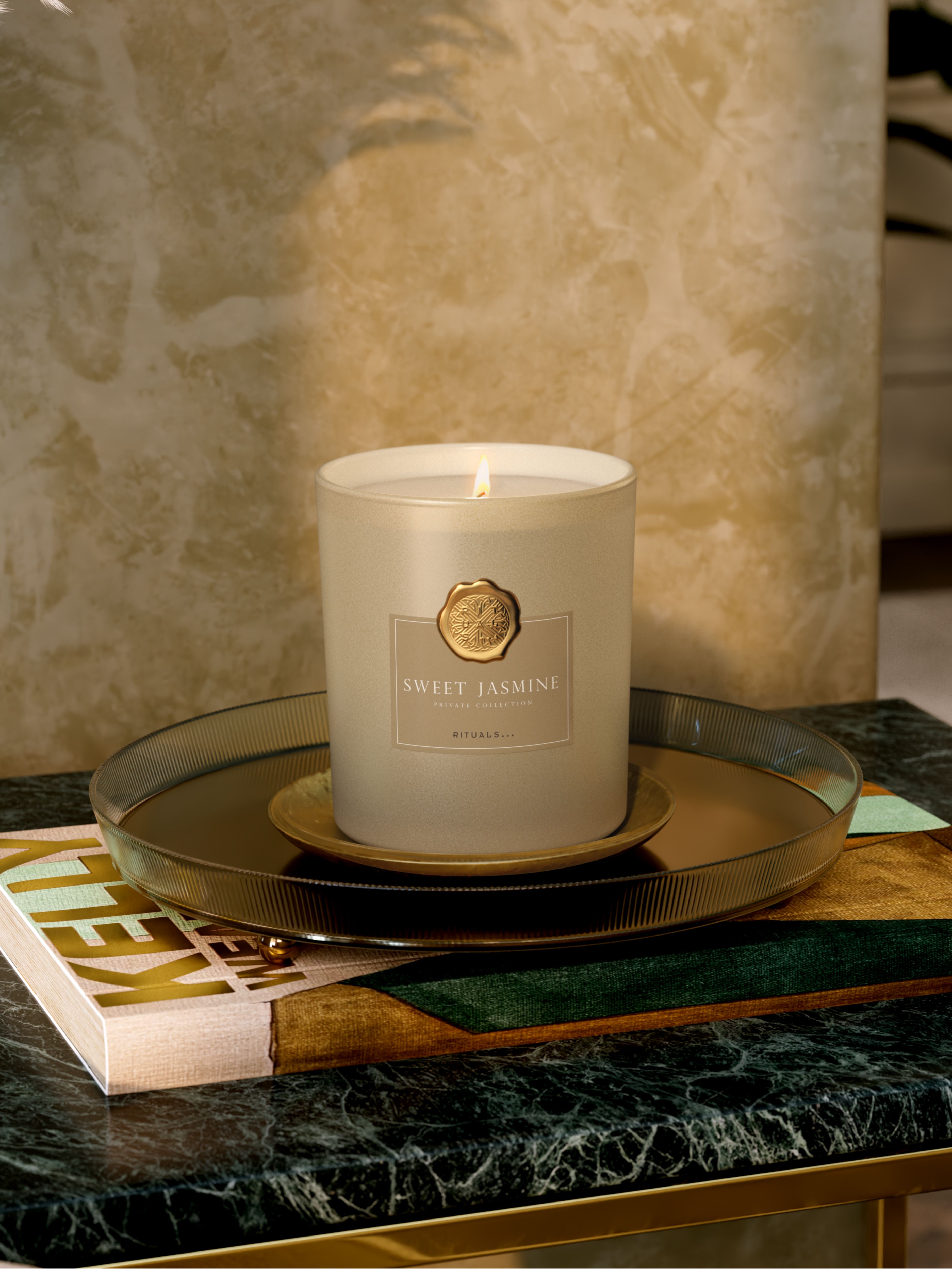 Sweet Jasmine Scented Candle 360g Lifestyle with Product