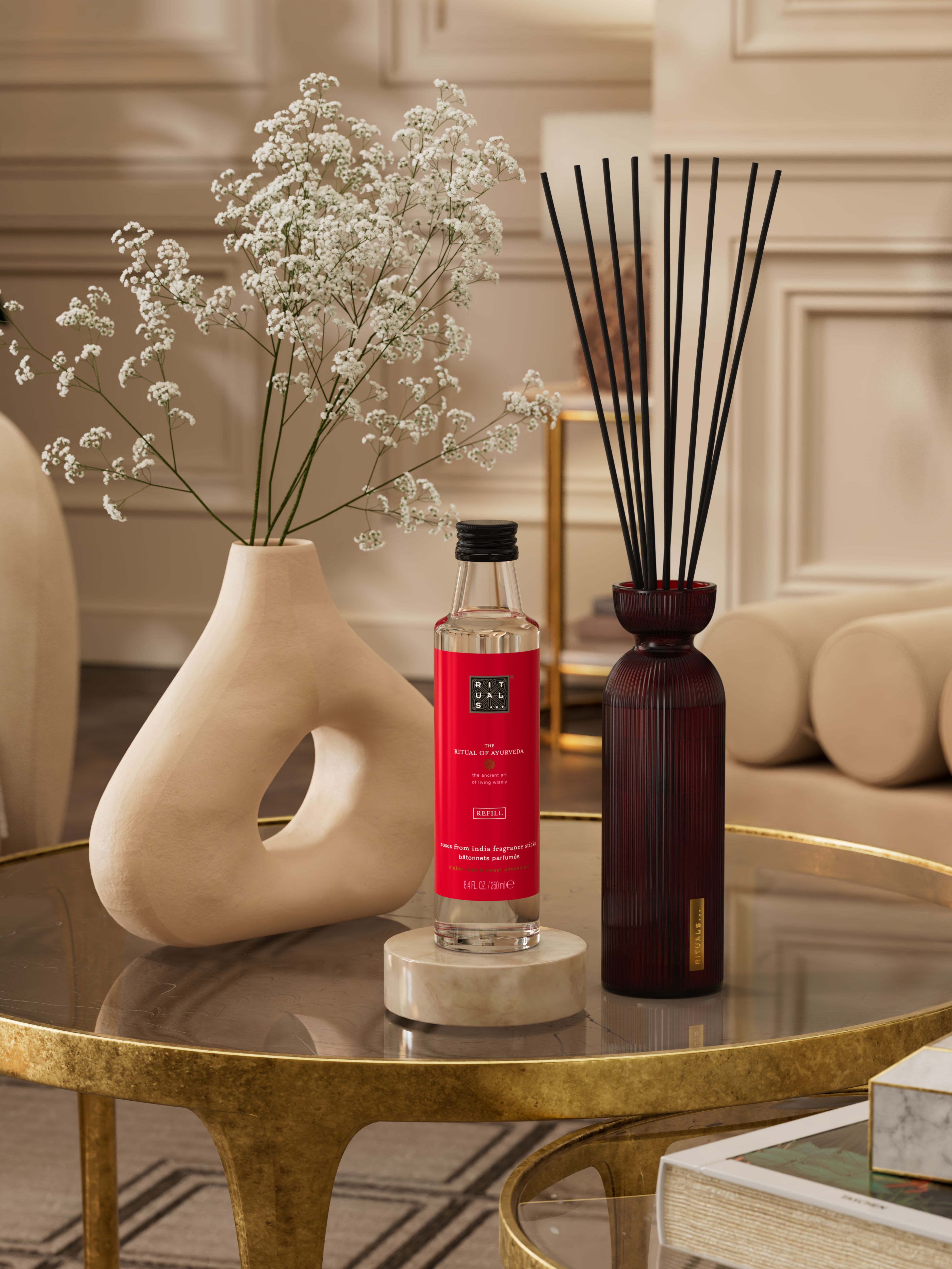 The Ritual of Ayurveda Refill Fragrance Sticks Lifestyle with Product