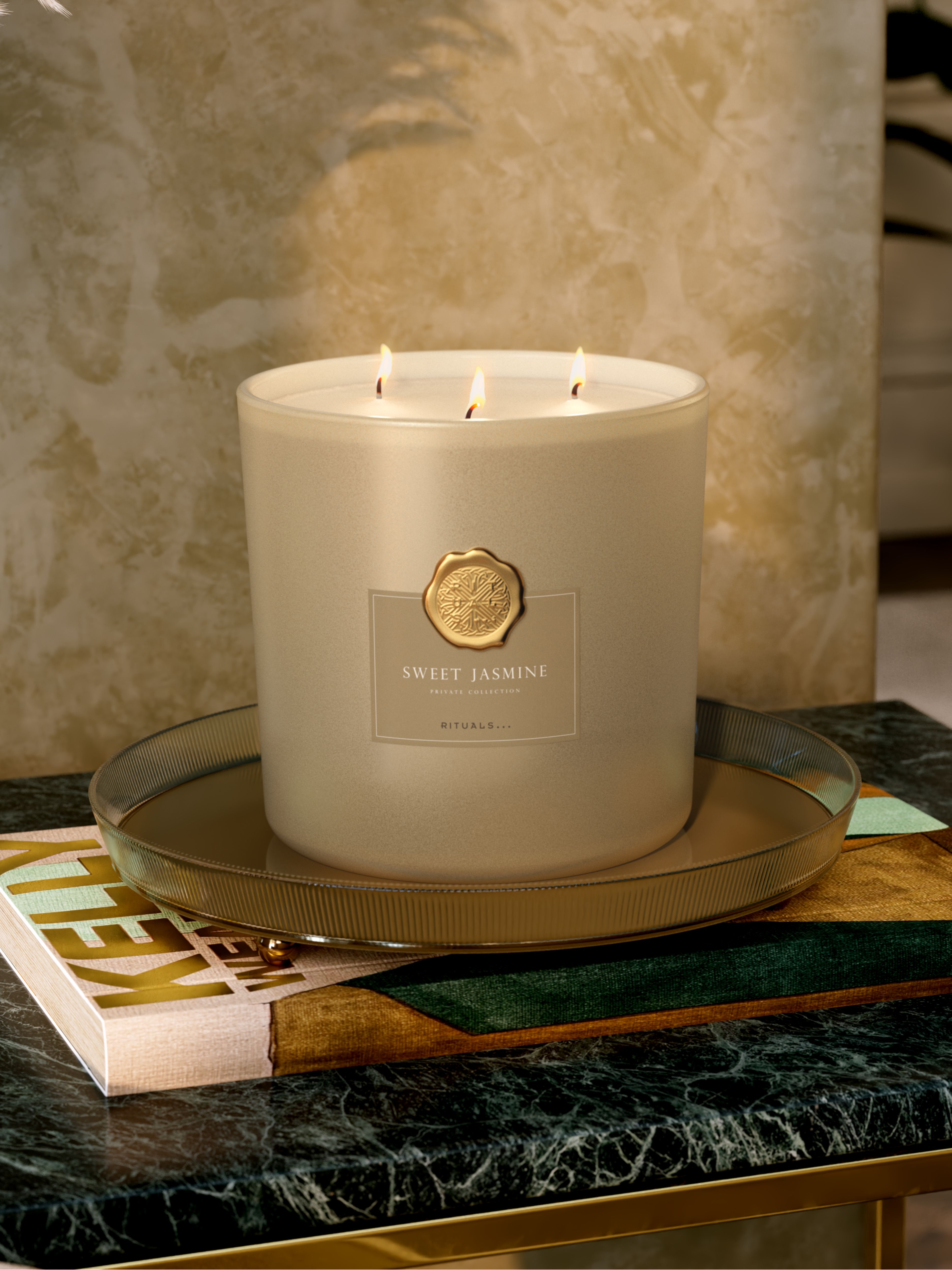 Sweet Jasmine Scented Candle 1000g Lifestyle with Product