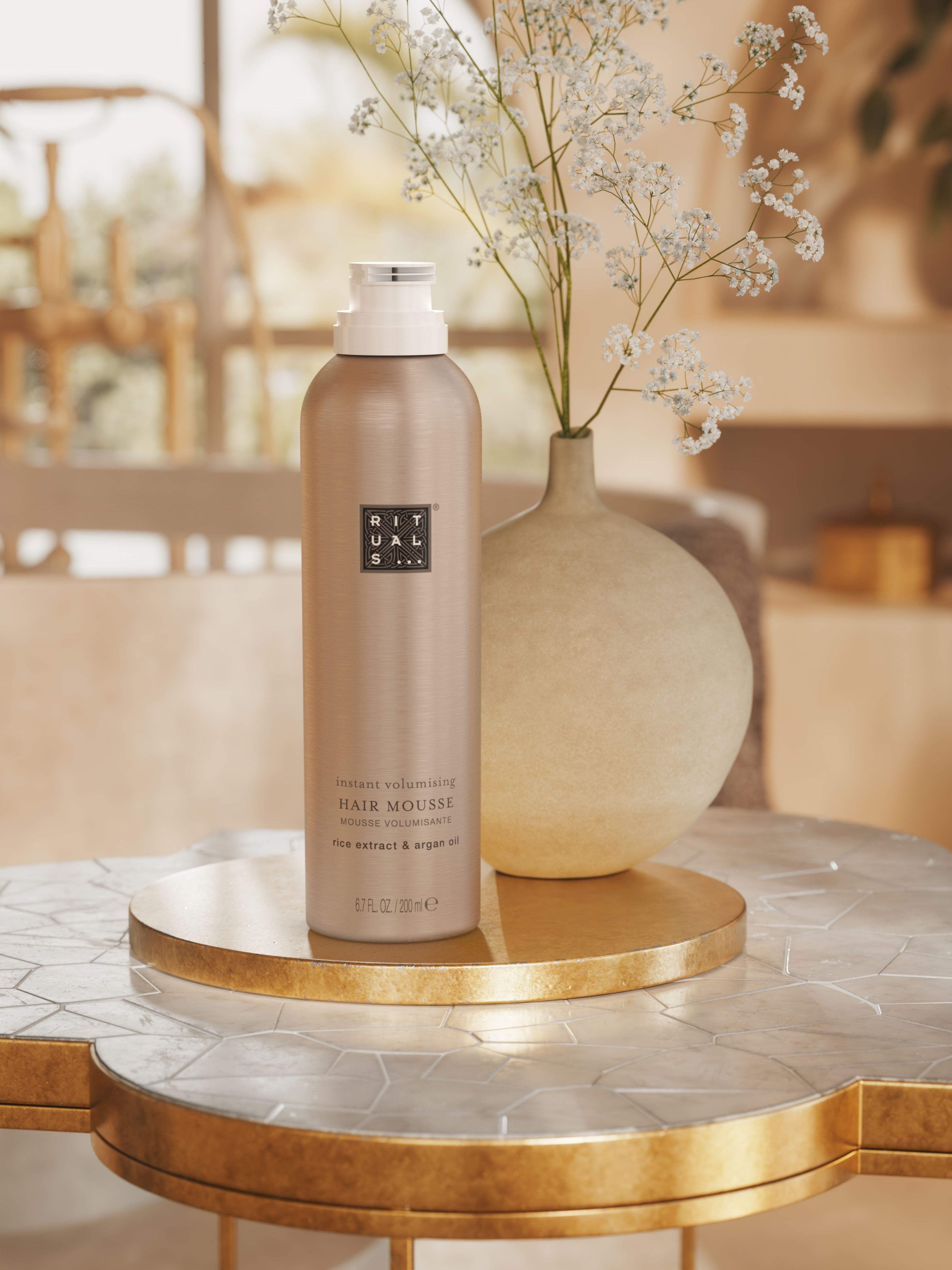Elixir Collection Instant Volumizing Hair Mousse Lifestyle with Product