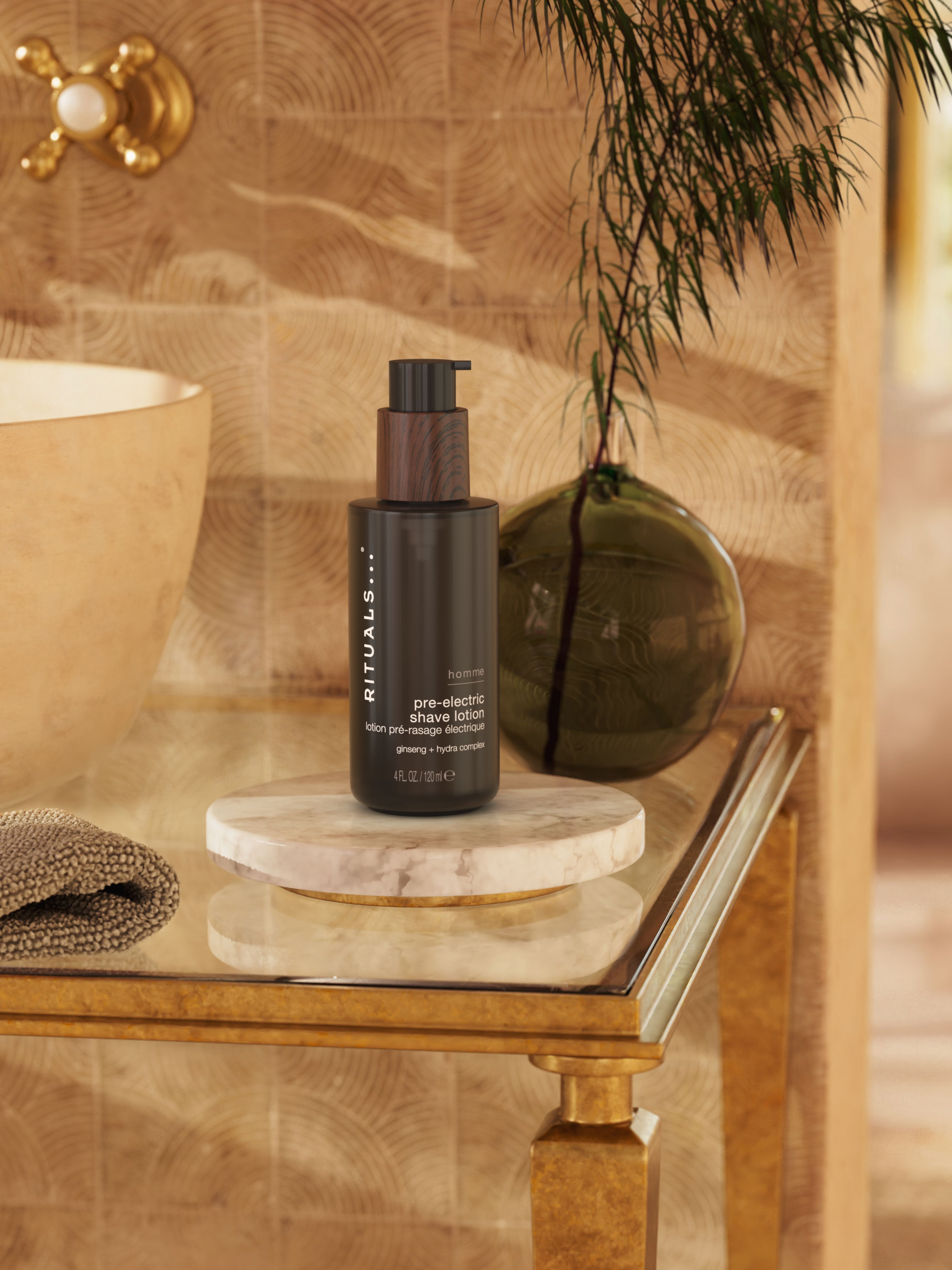 Homme Pre-Electric Shave Lotion Lifestyle with Product