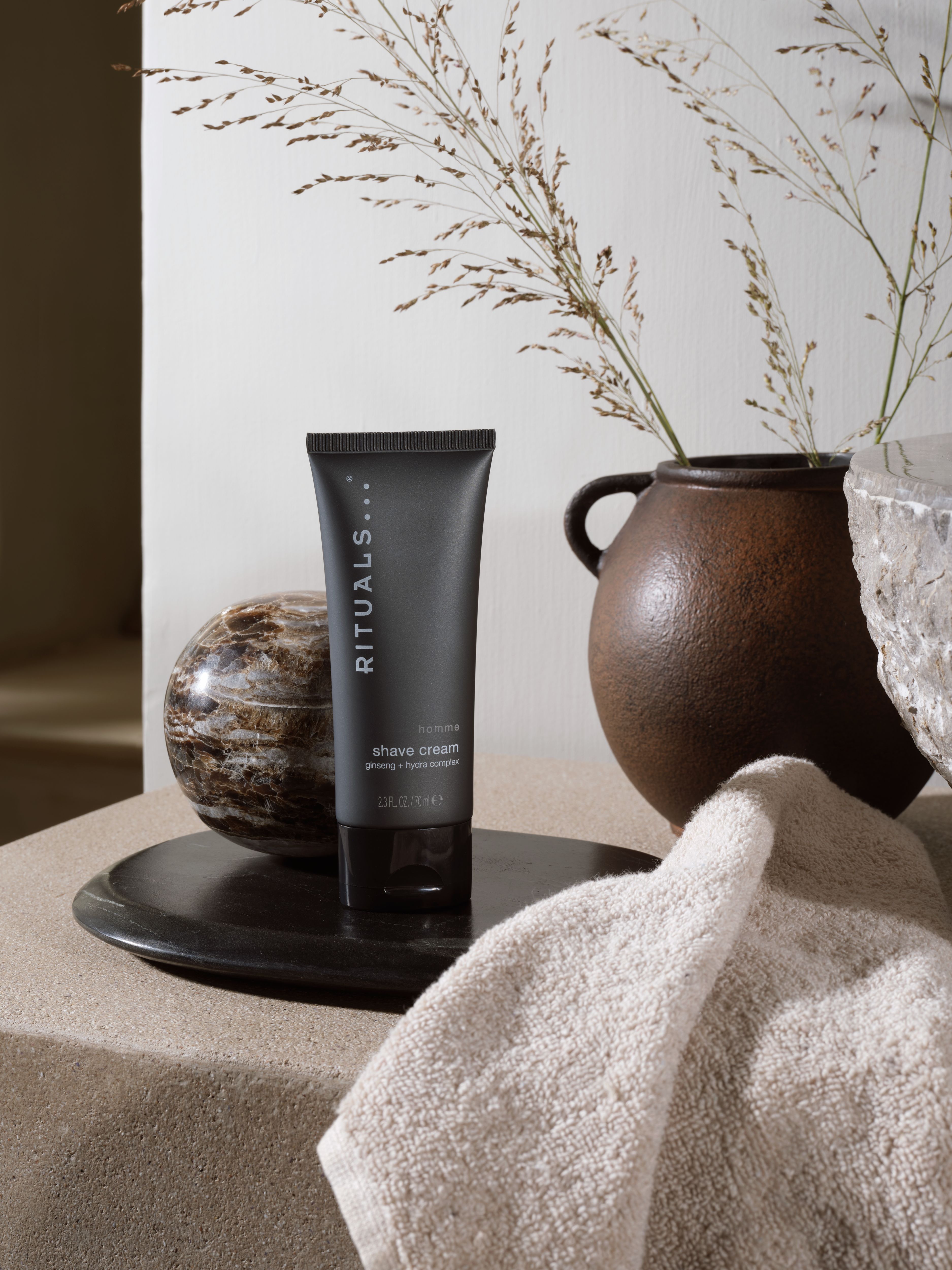 Homme Shave Cream 70ml Lifestyle with Product