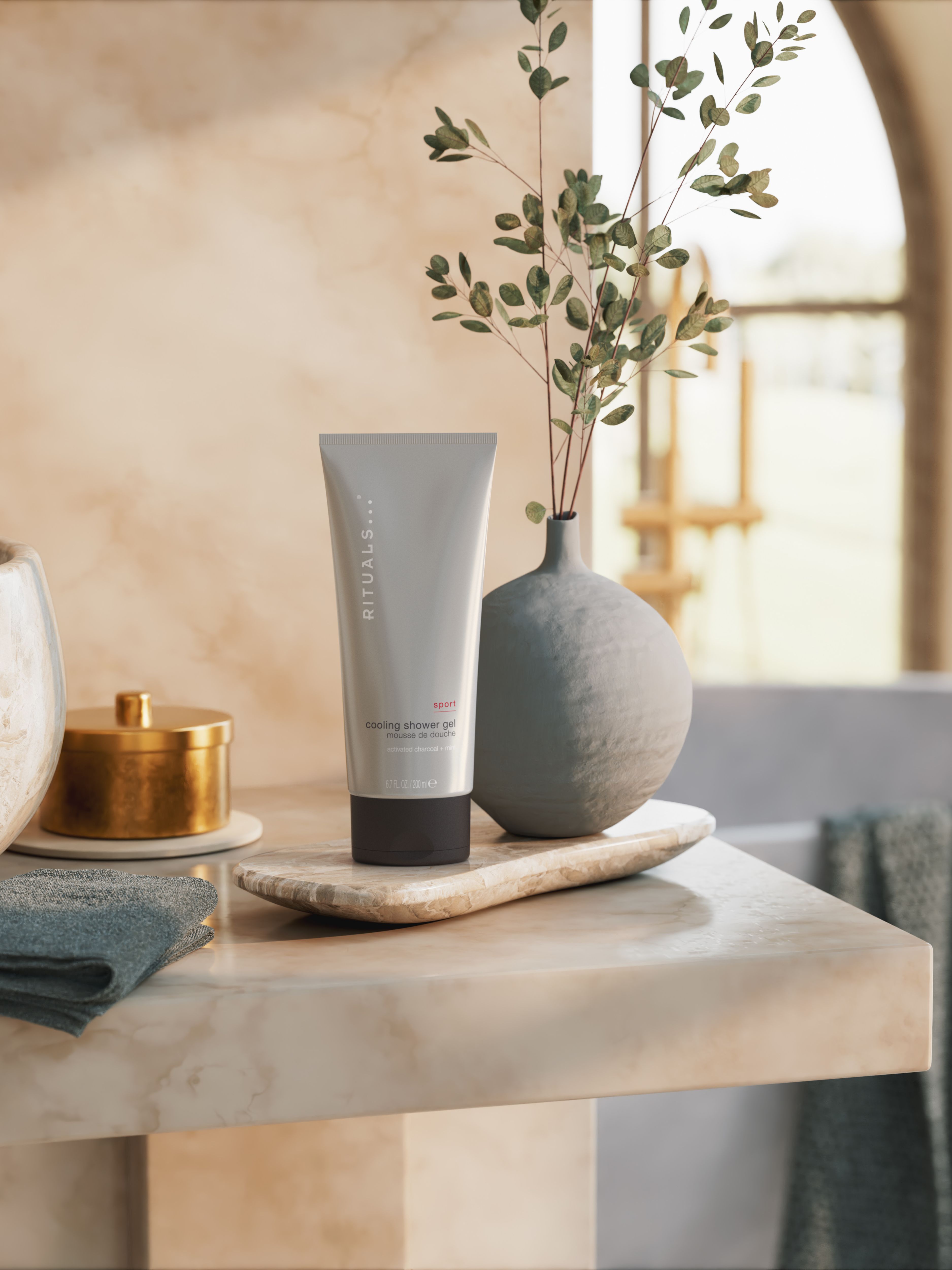 Rituals Sport Cooling Shower Gel Lifestyle with Product