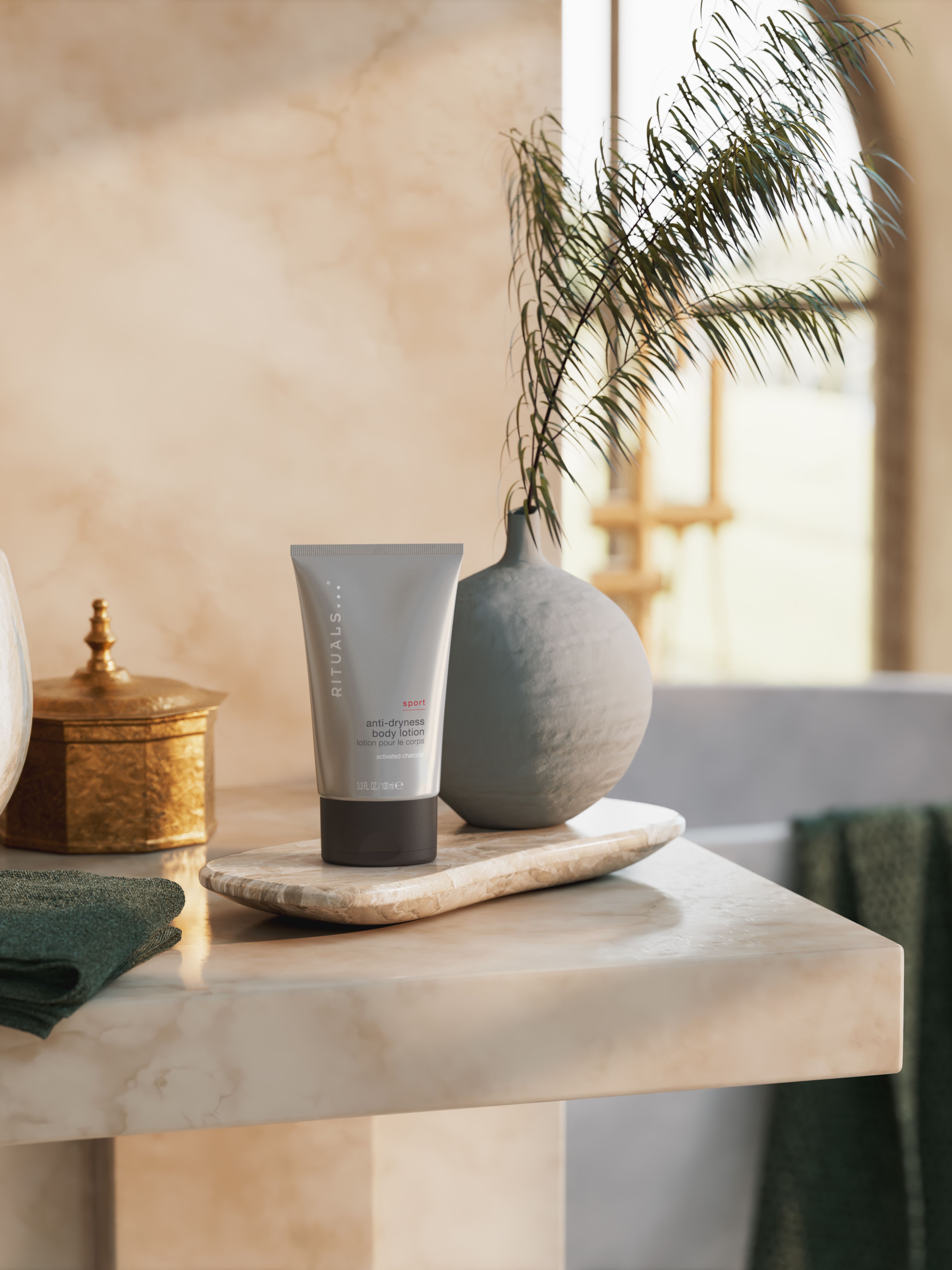 Sport Anti-Dryness Body Lotion Lifestyle with Product