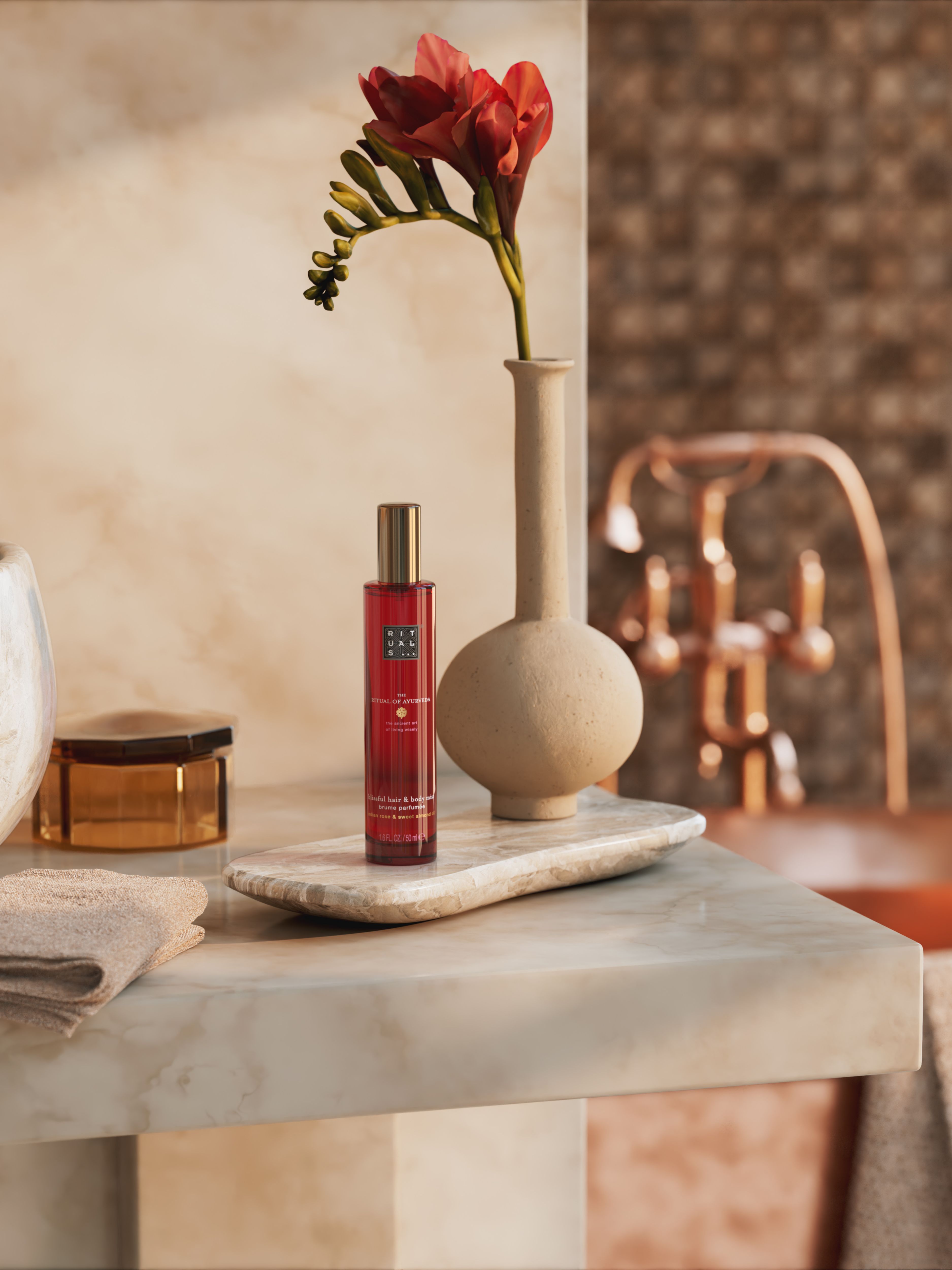 The Ritual of Ayurveda Hair & Body Mist 50ml Lifestyle with Product