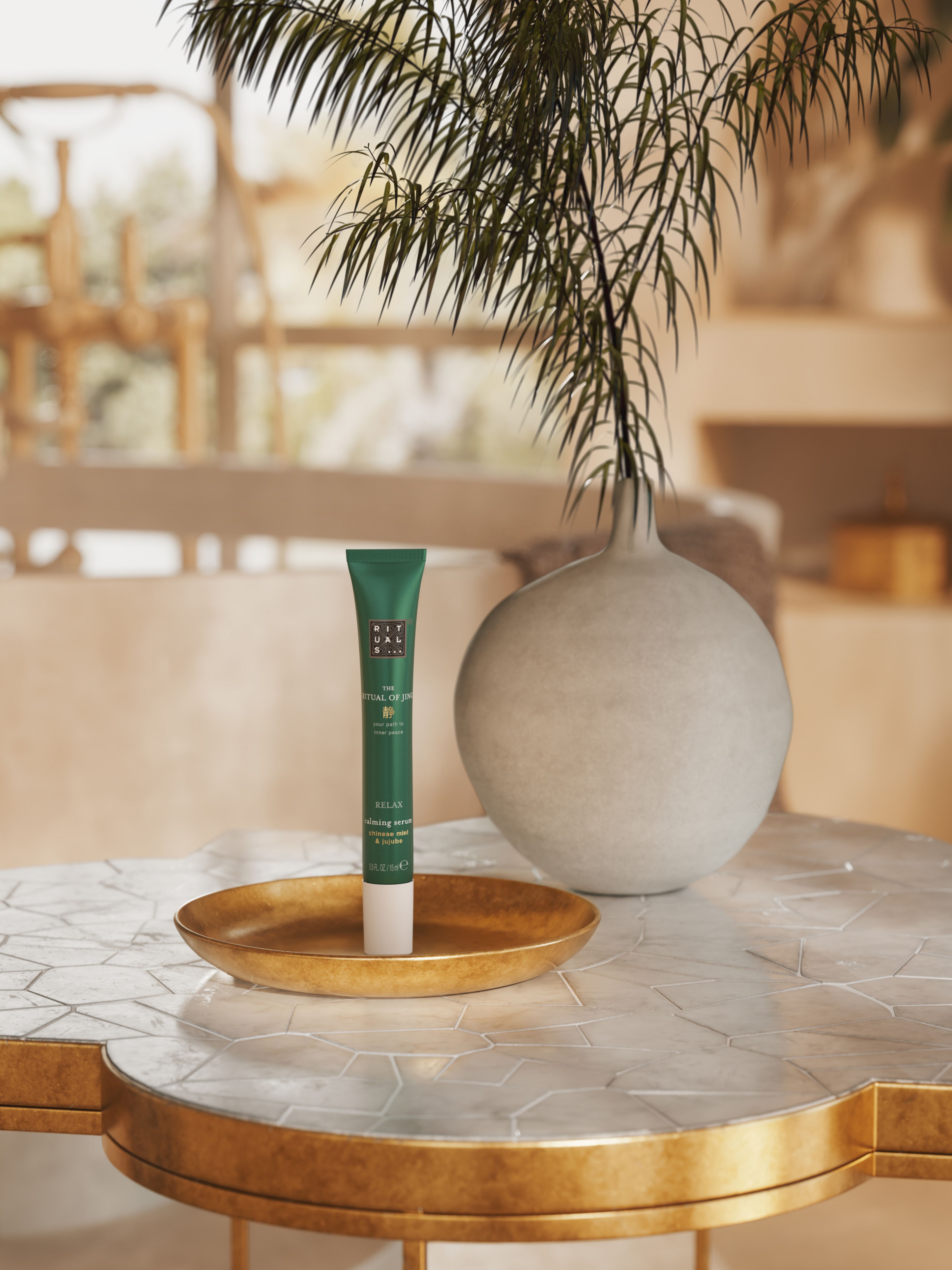 The Ritual of Jing Relaxing Serum Lifestyle with Product