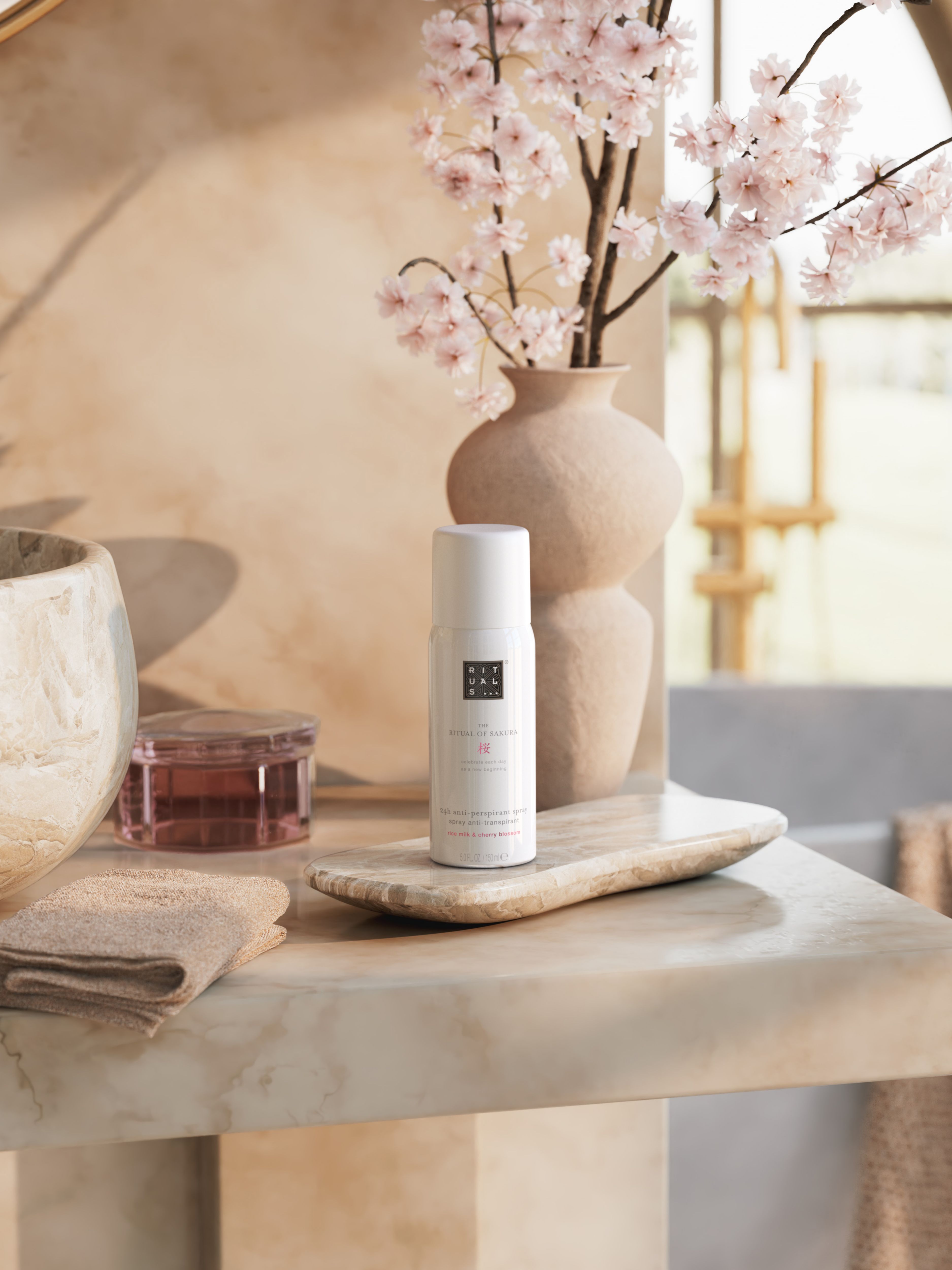 The Ritual of Sakura Anti-Perspirant Spray Lifestyle with Product