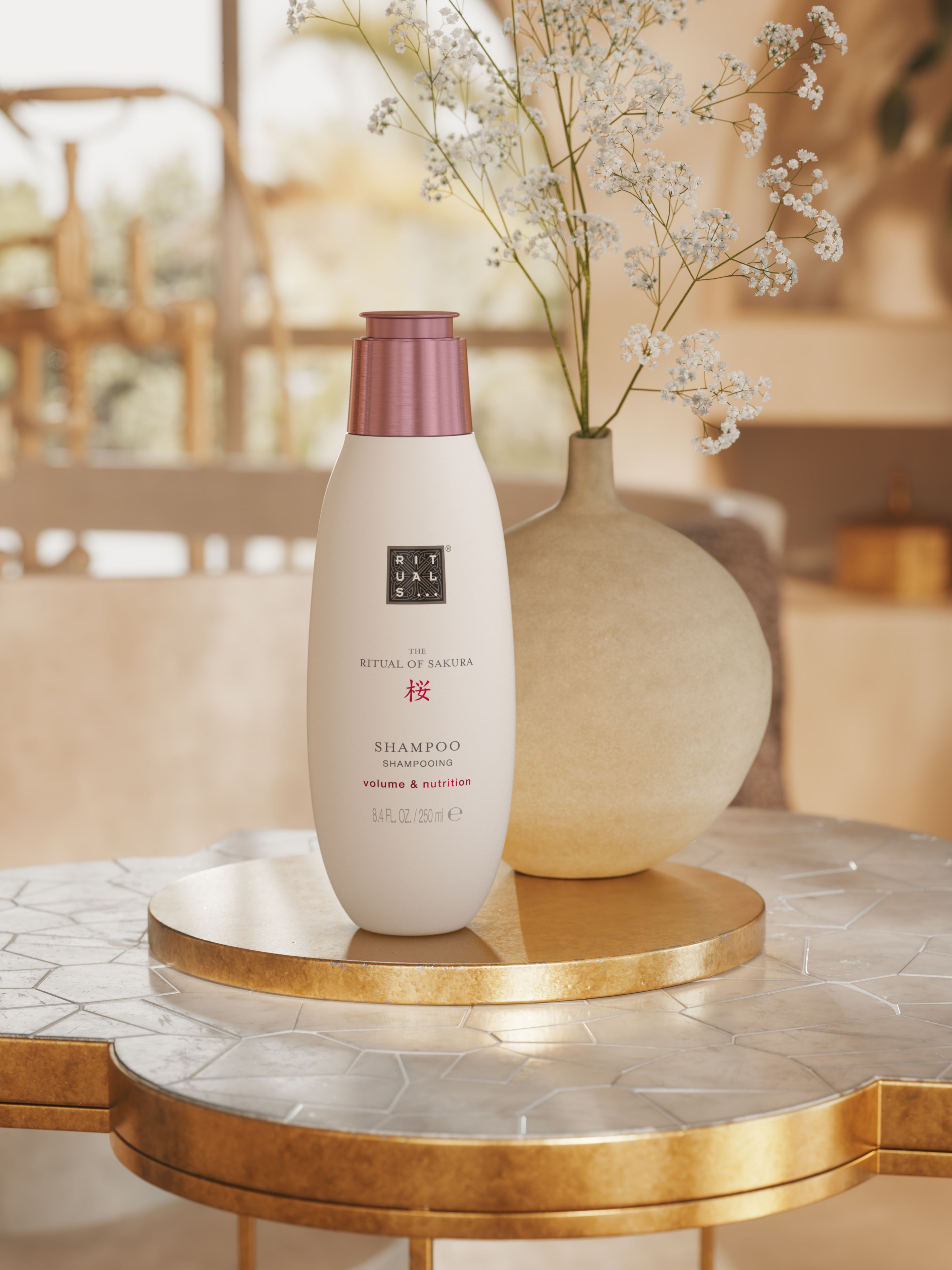 The Ritual of Sakura Shampoo Lifestyle with Product