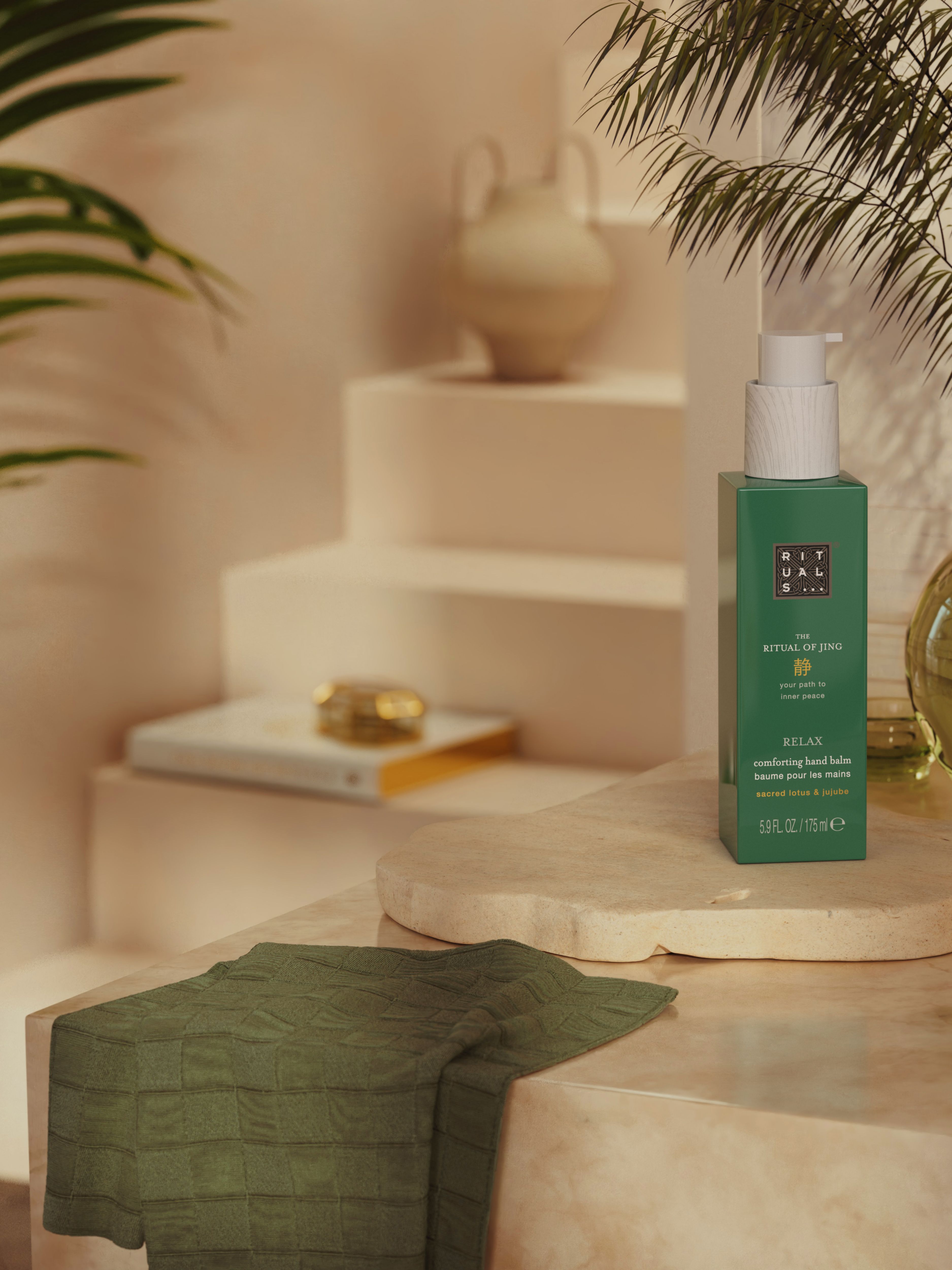 The Ritual of Jing Hand Balm 175ml Lifestyle with Product