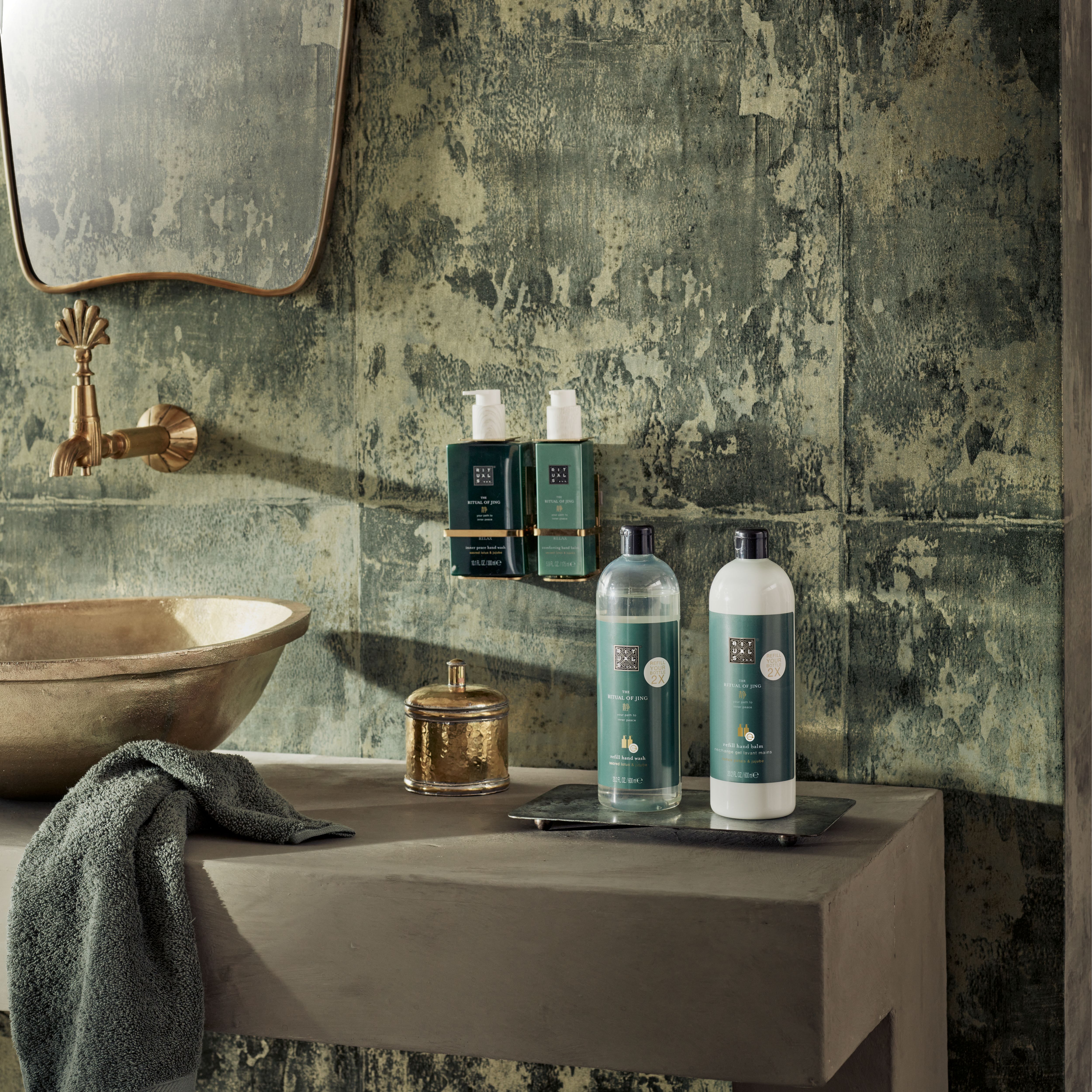 The Ritual of Jing Refill Hand Wash Lifestyle with Product