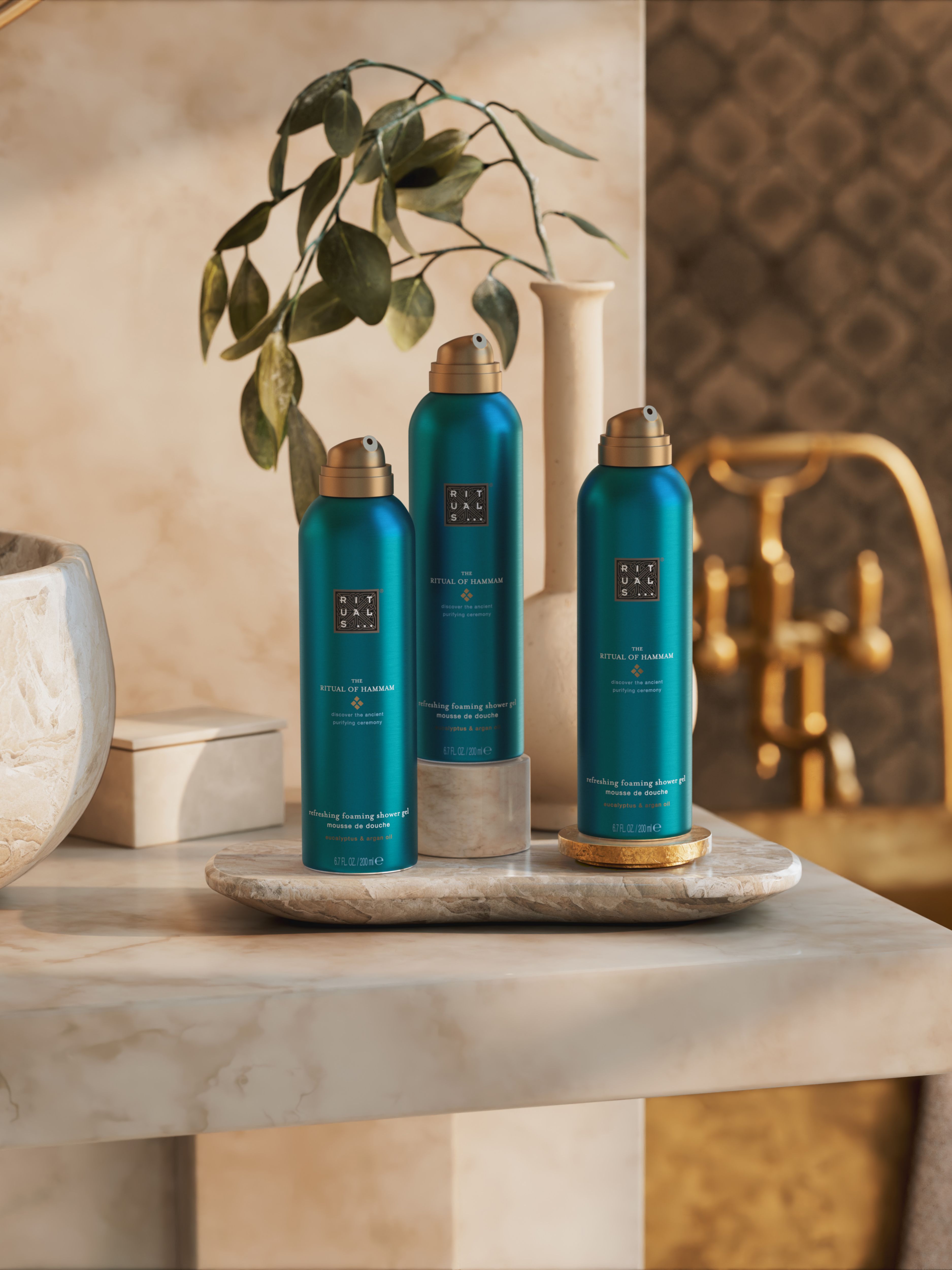 Hammam Shower Foam Value Pack Lifestyle with Product