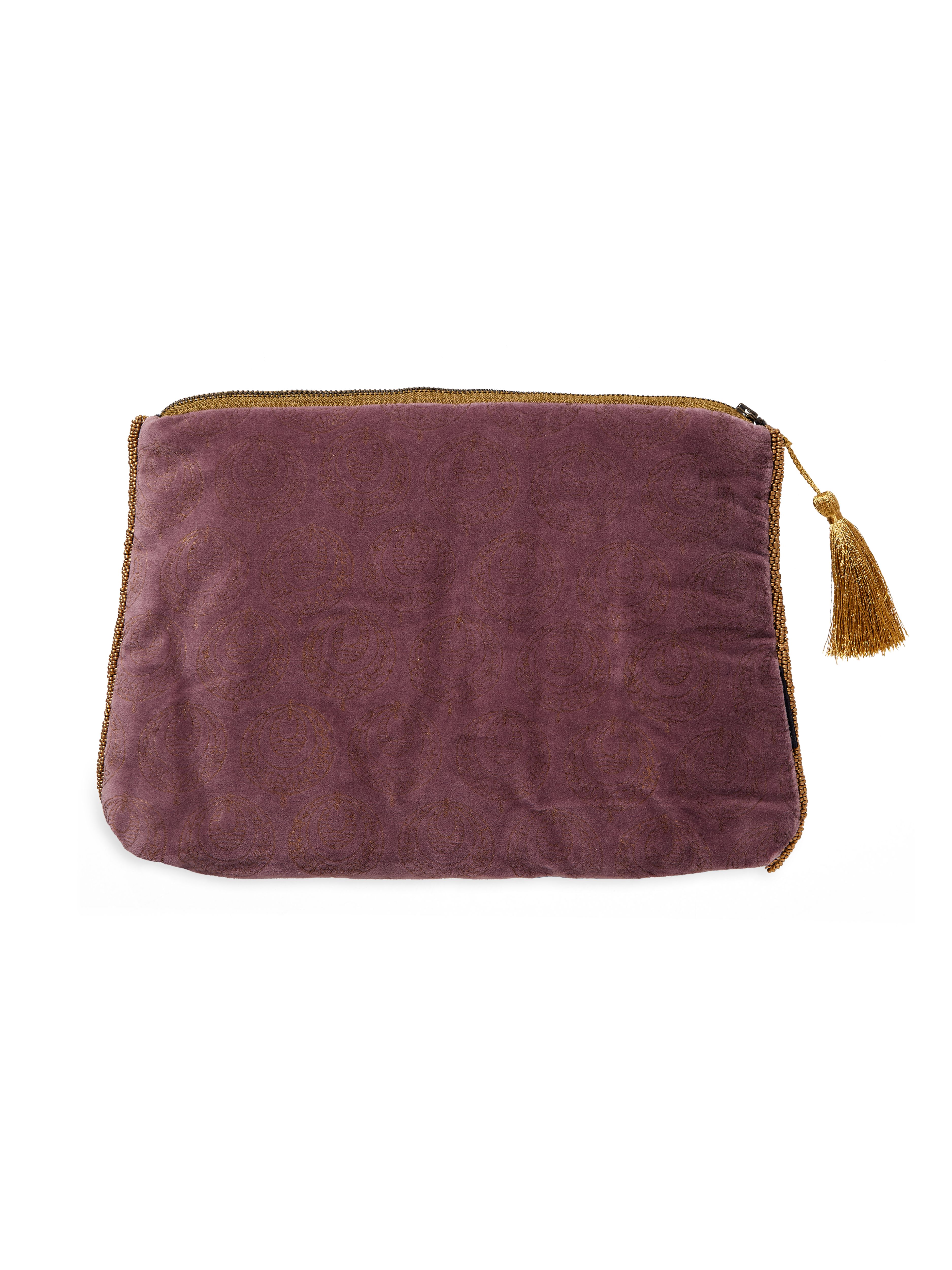 Vellore Medium Cotton Velvet Pouch Peacock
