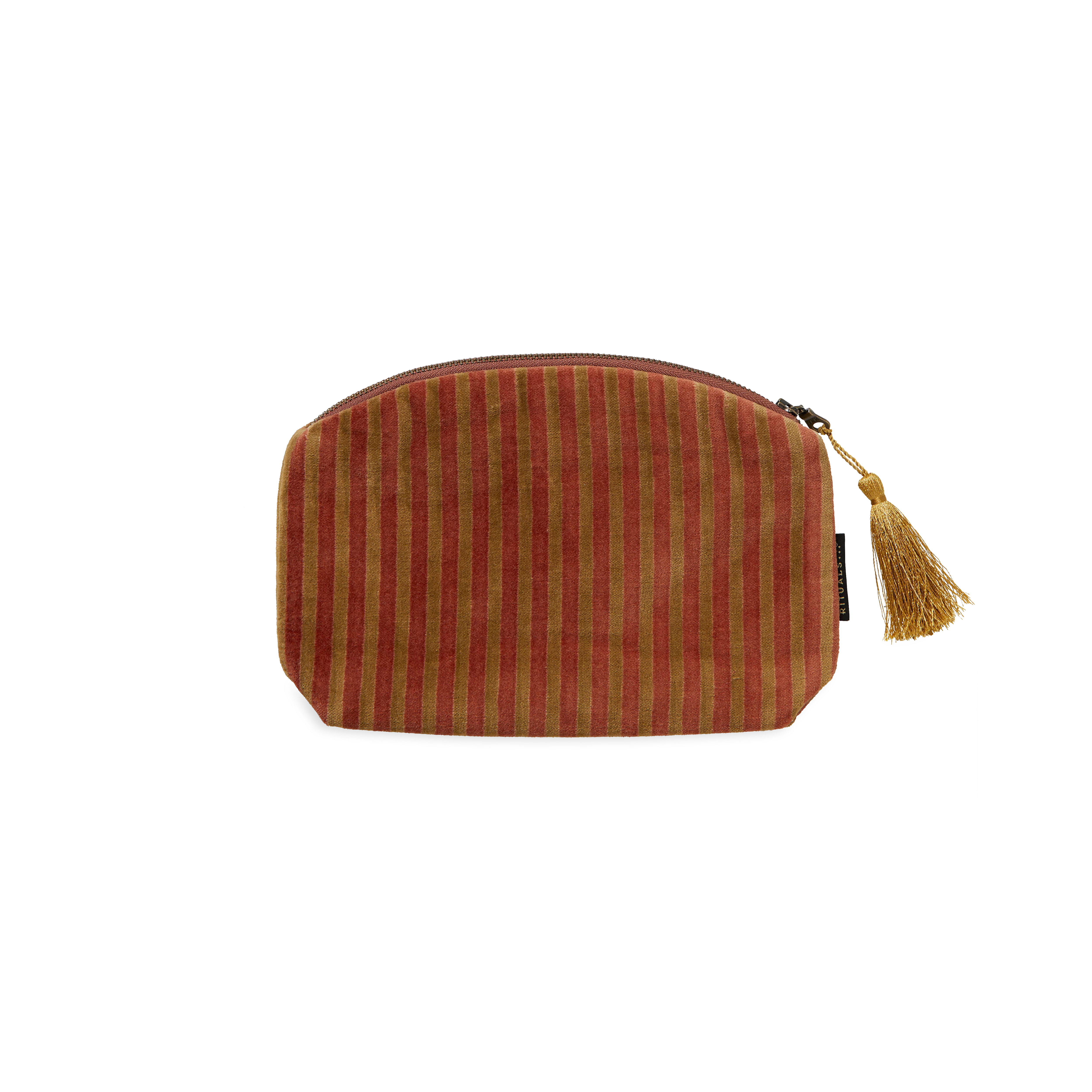 vellore cotton velvet pouch sand stripe small, houseofrituals, Brown, 100% Cotton - Lining 100% Polyester, RITUALS