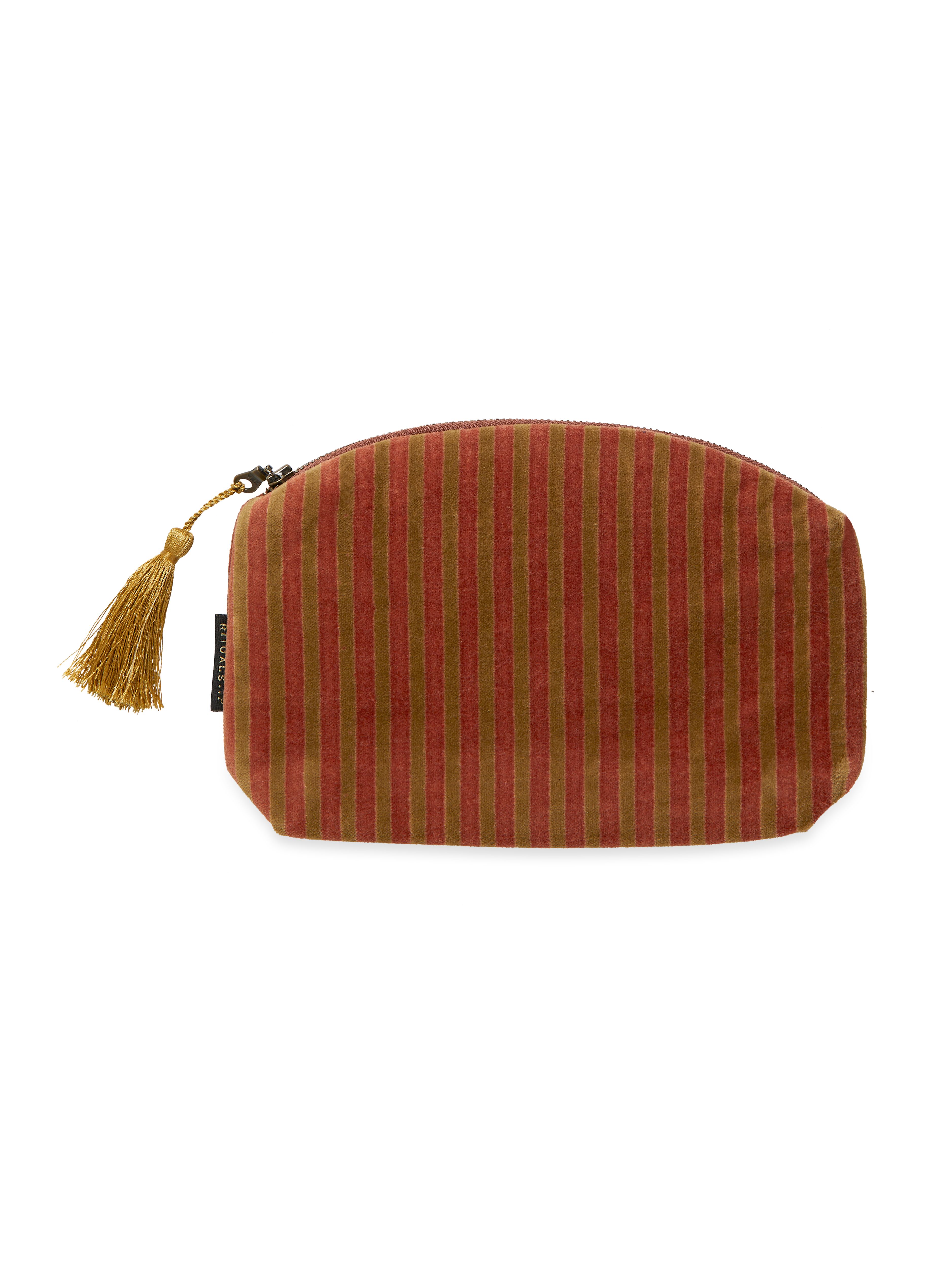 Vellore Small Cotton Velvet Pouch Sand Stripe